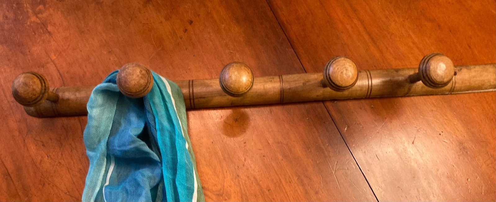Large Antique Late 19th Century French Elm Wood Faux Bamboo Hanging Hat Rack - 9