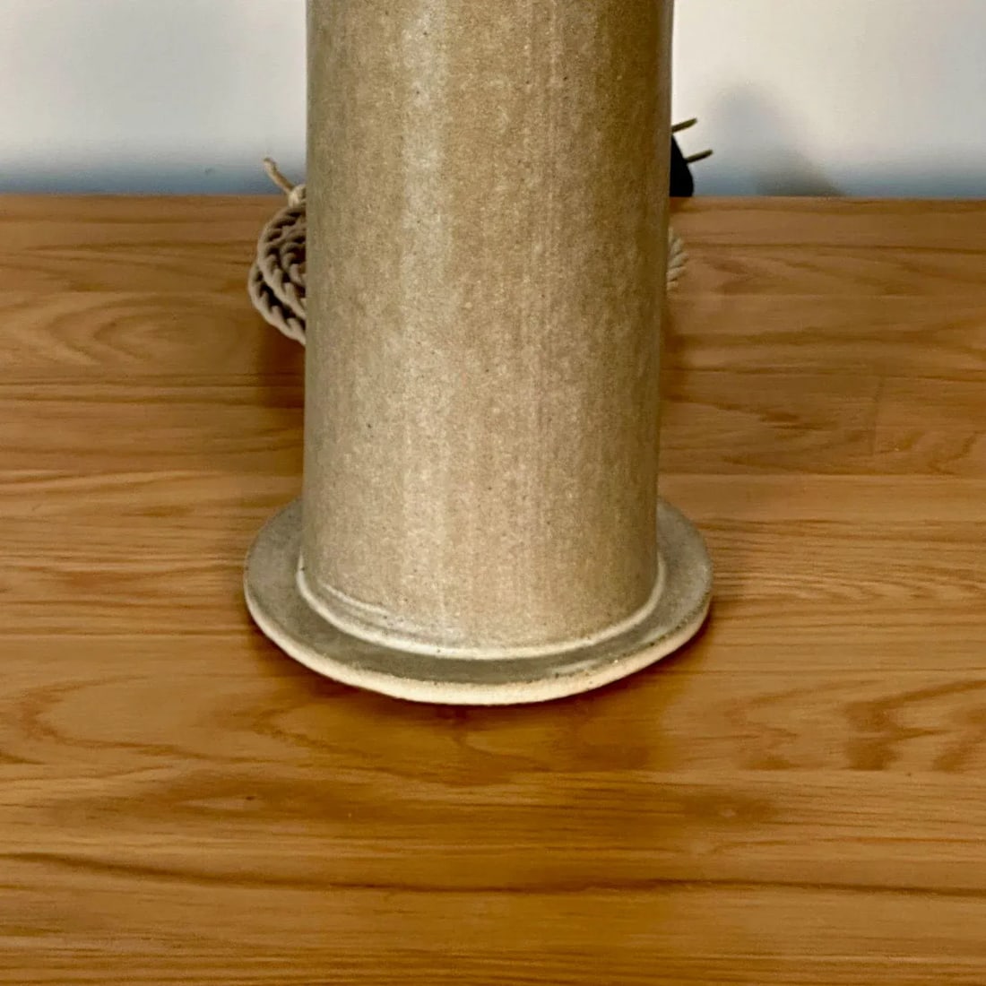Pair Contemporary Stoneware Beige Glazed Ceramic Table / Desk Lamps, Parchment - 11
