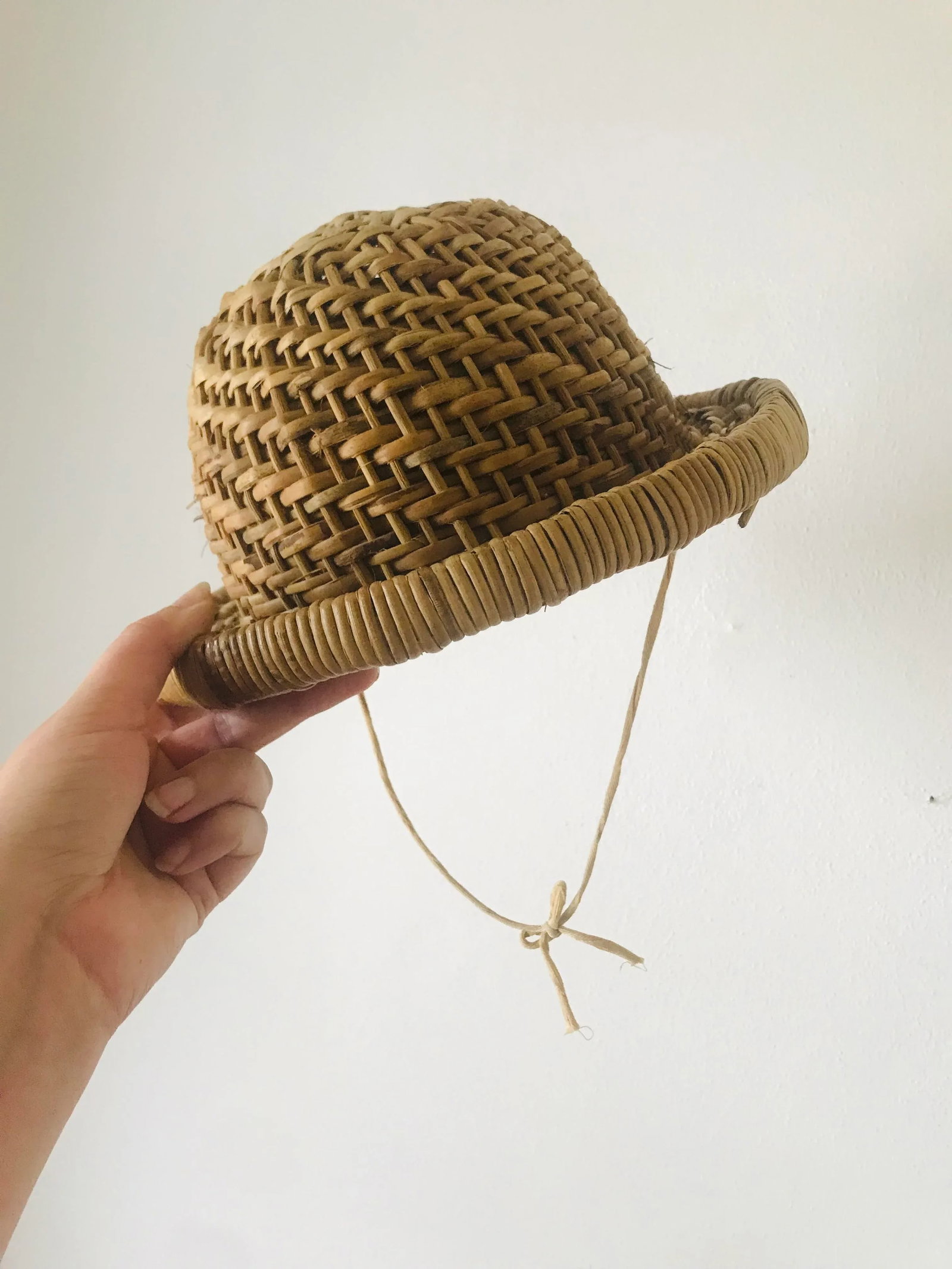 Antique Edwardian or Victorian Wicker Hat and Wire Stand - 4