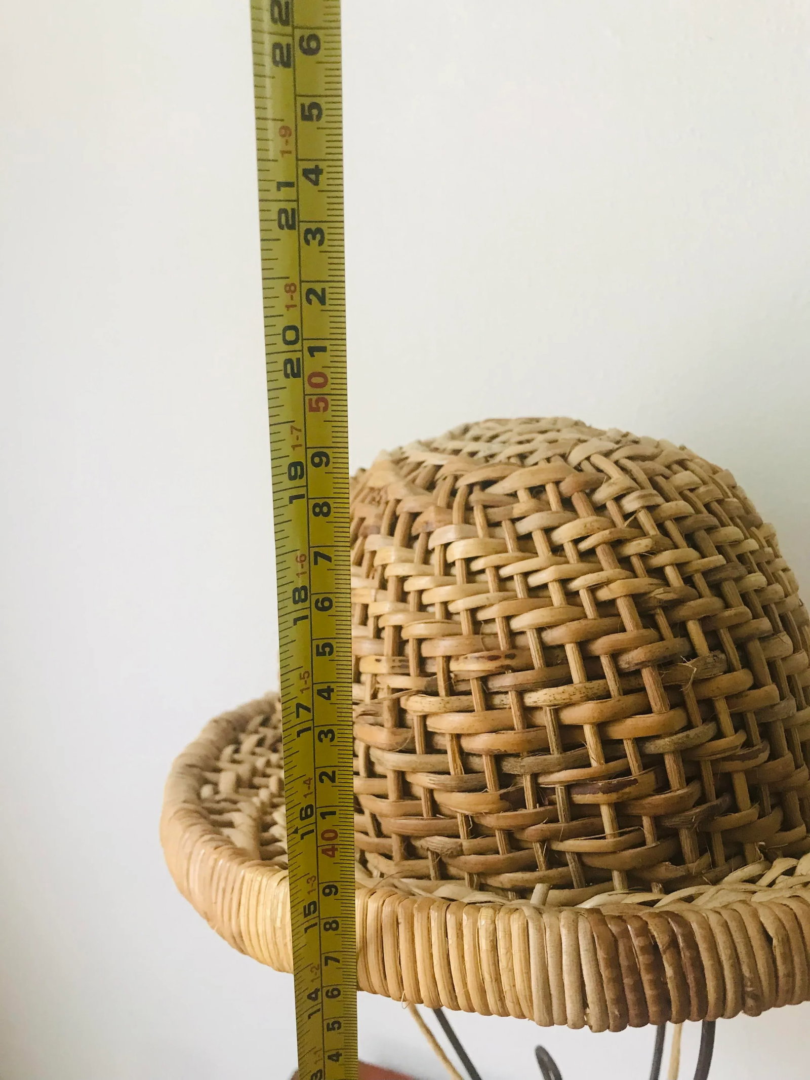 Antique Edwardian or Victorian Wicker Hat and Wire Stand - 6