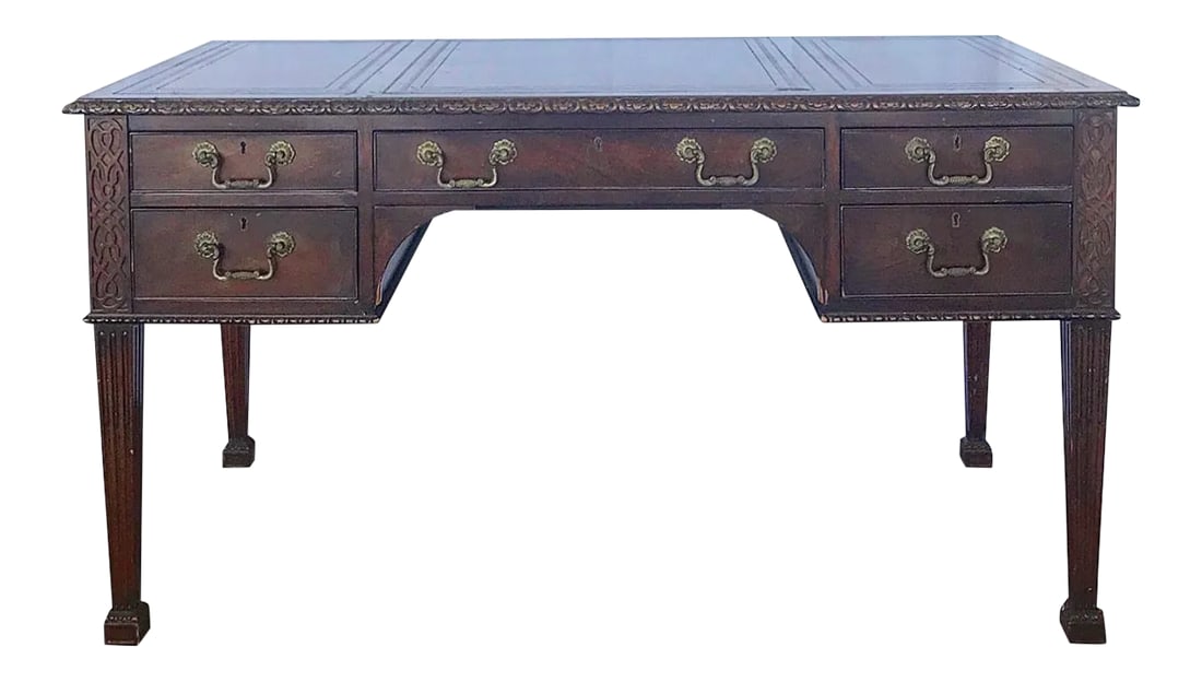 1900s Chippendale Mahogany Writing Desk (1 of 4)