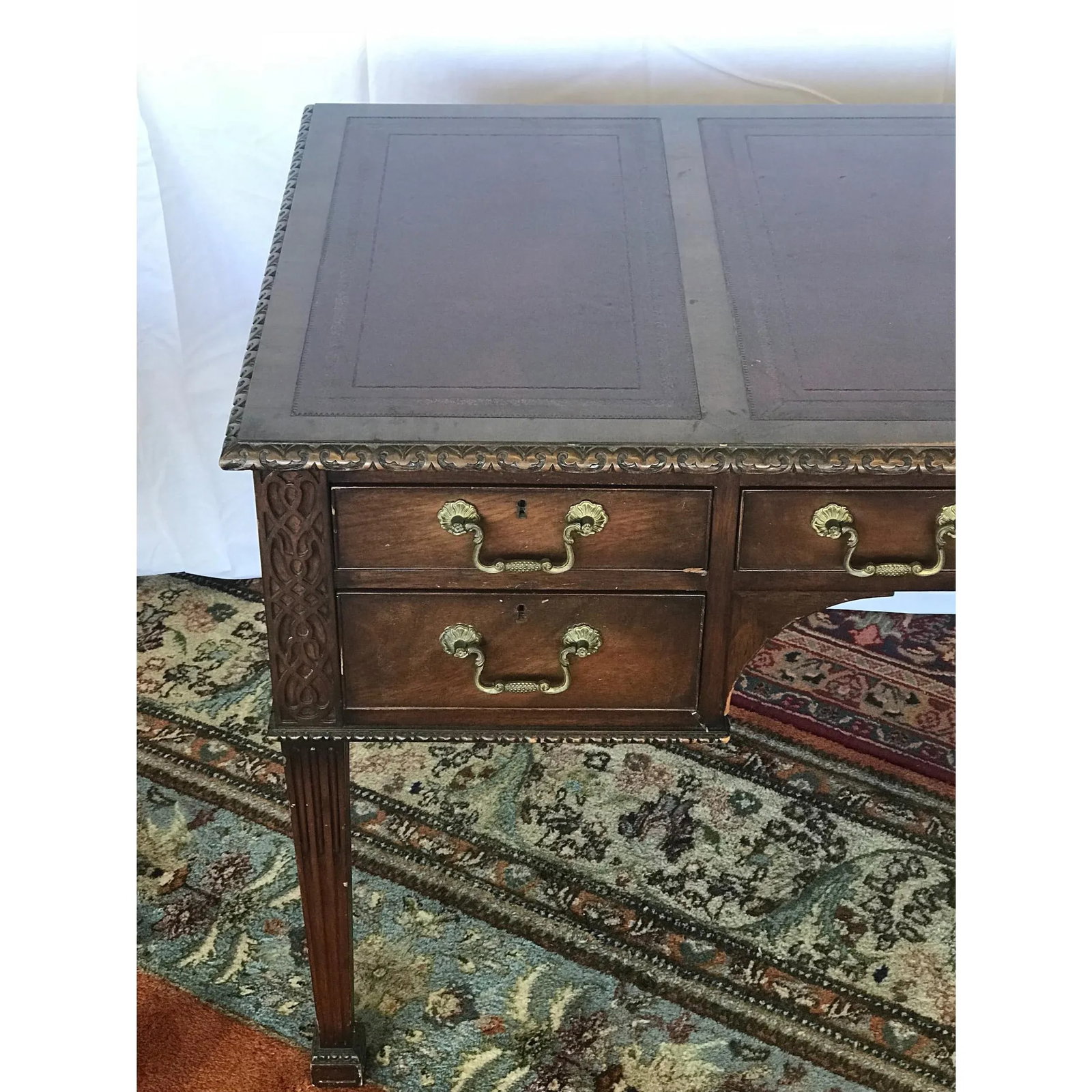1900s Chippendale Mahogany Writing Desk - 2