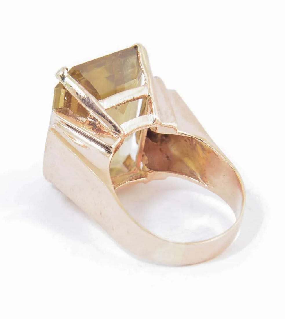 Retro Citrine Synthetic Ruby Diamond Gold Cocktail Ring size 11 - 5