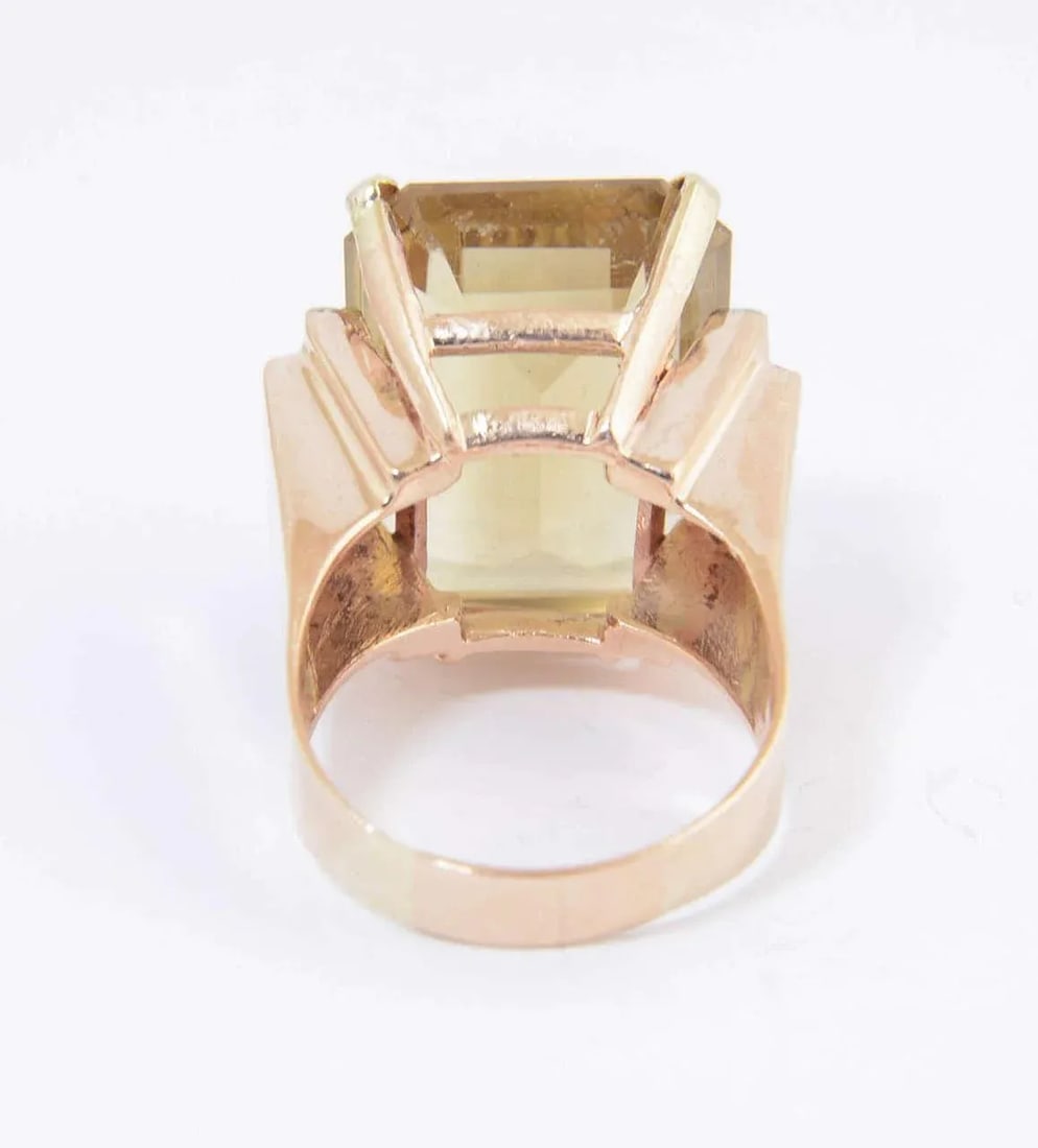 Retro Citrine Synthetic Ruby Diamond Gold Cocktail Ring size 11 - 6