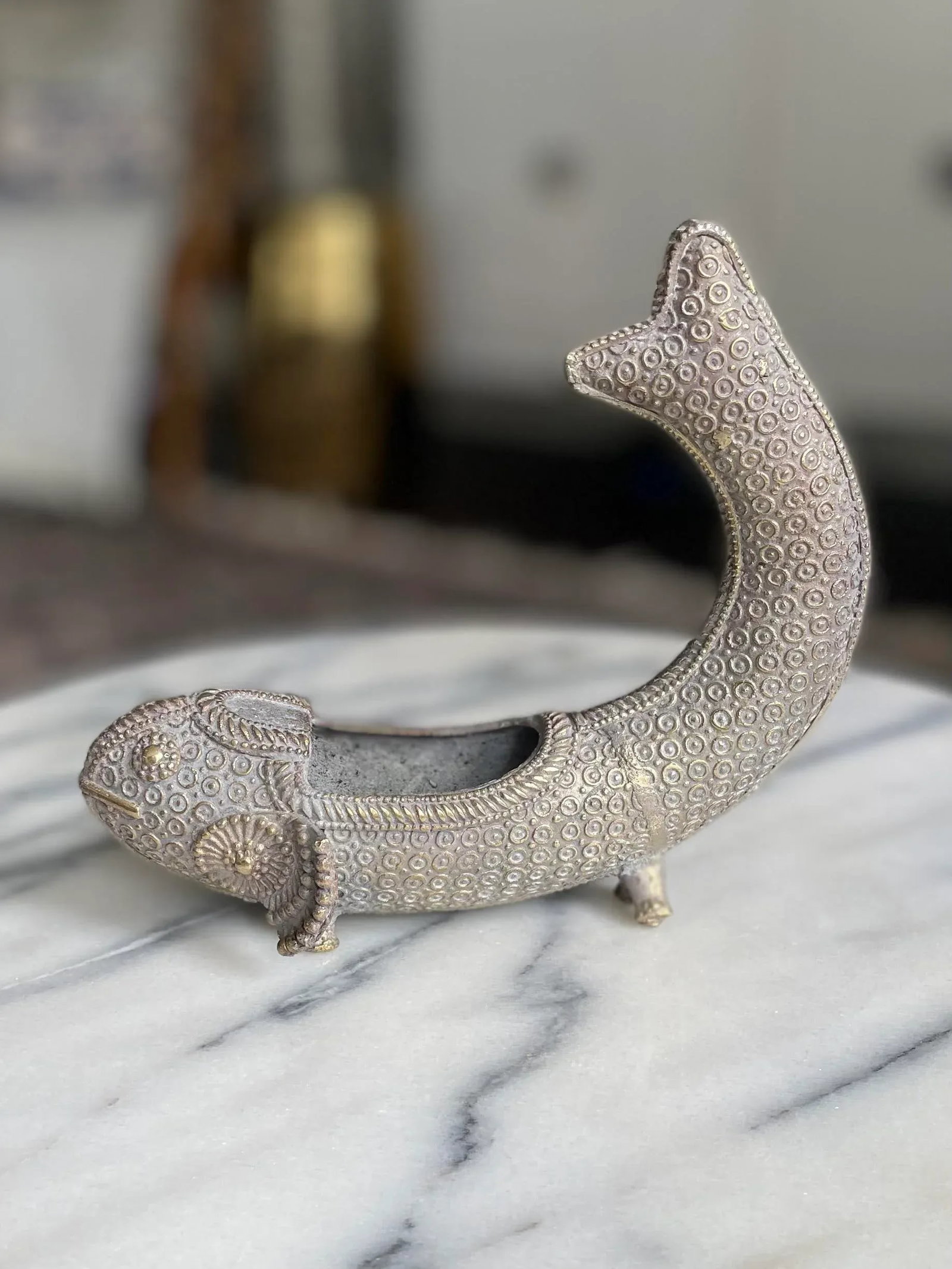 Antique Figural Koi Fish Censer | Hand-Forged Incense Vessel - 5