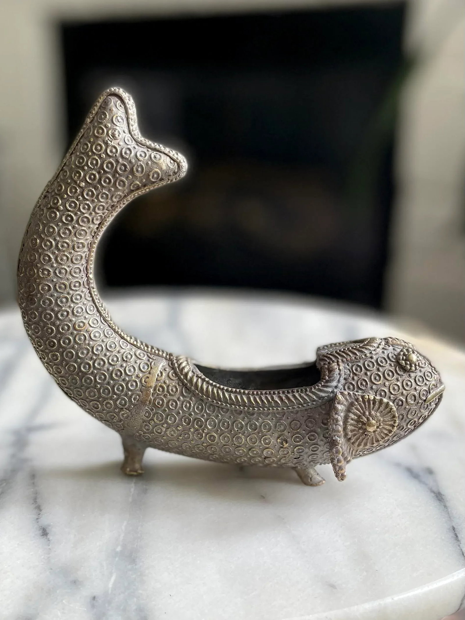 Antique Figural Koi Fish Censer | Hand-Forged Incense Vessel - 8