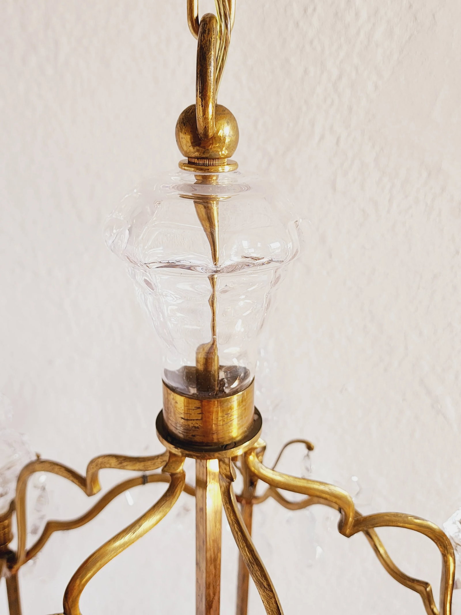 Antique French Gilt Bronze Lantern With Crystals - 10
