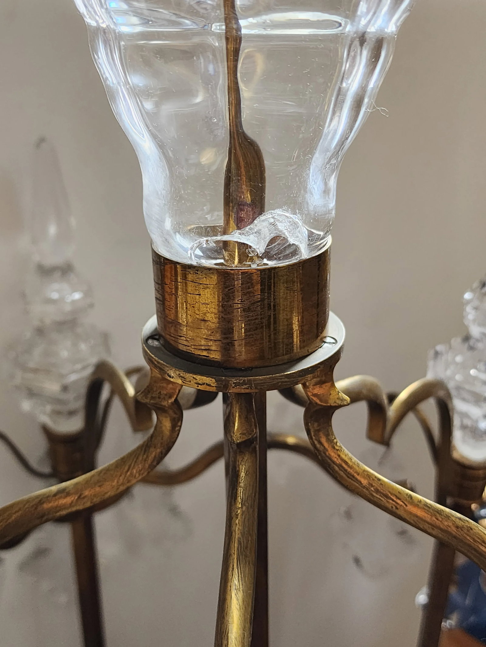 Antique French Gilt Bronze Lantern With Crystals - 12