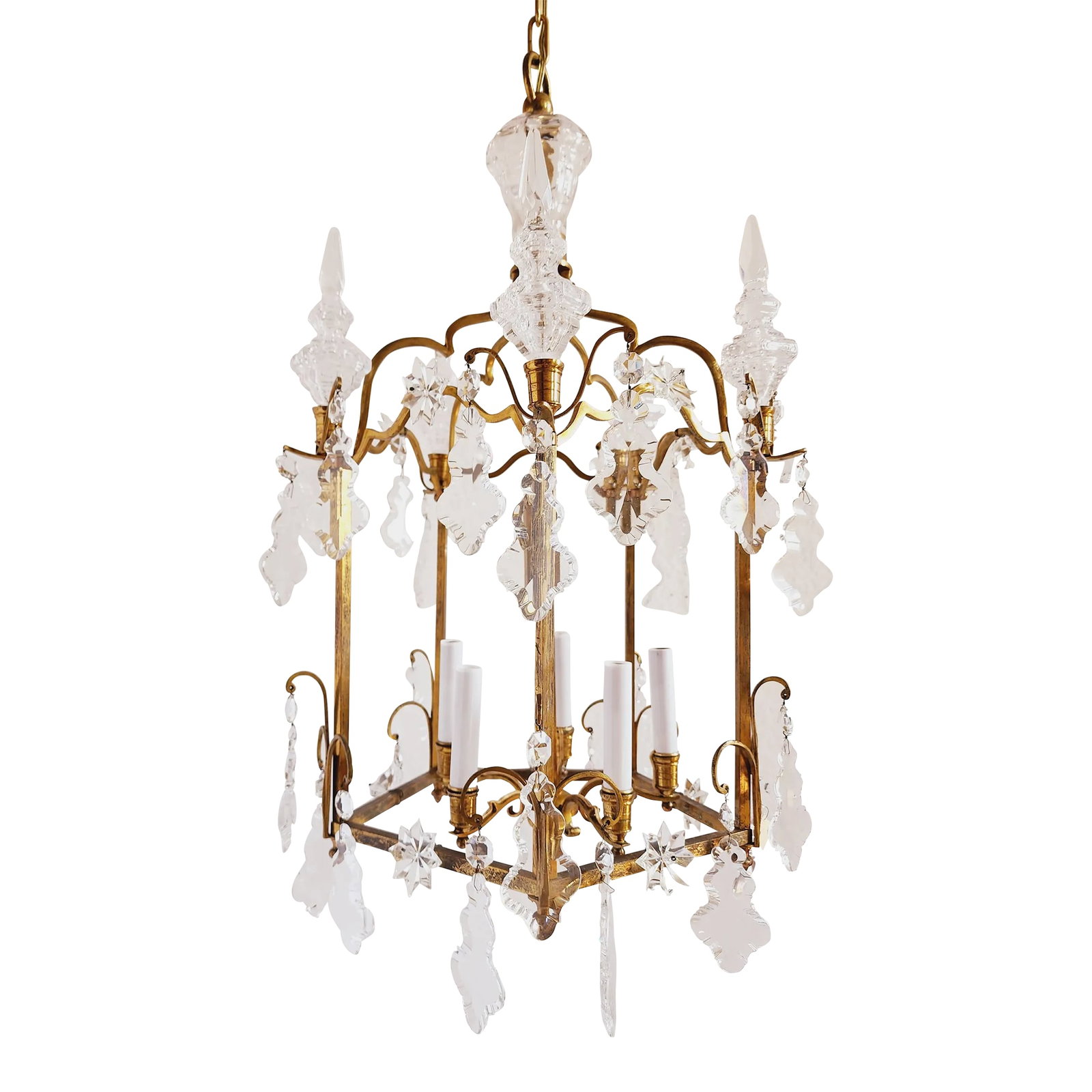 Antique French Gilt Bronze Lantern With Crystals (1 of 12)