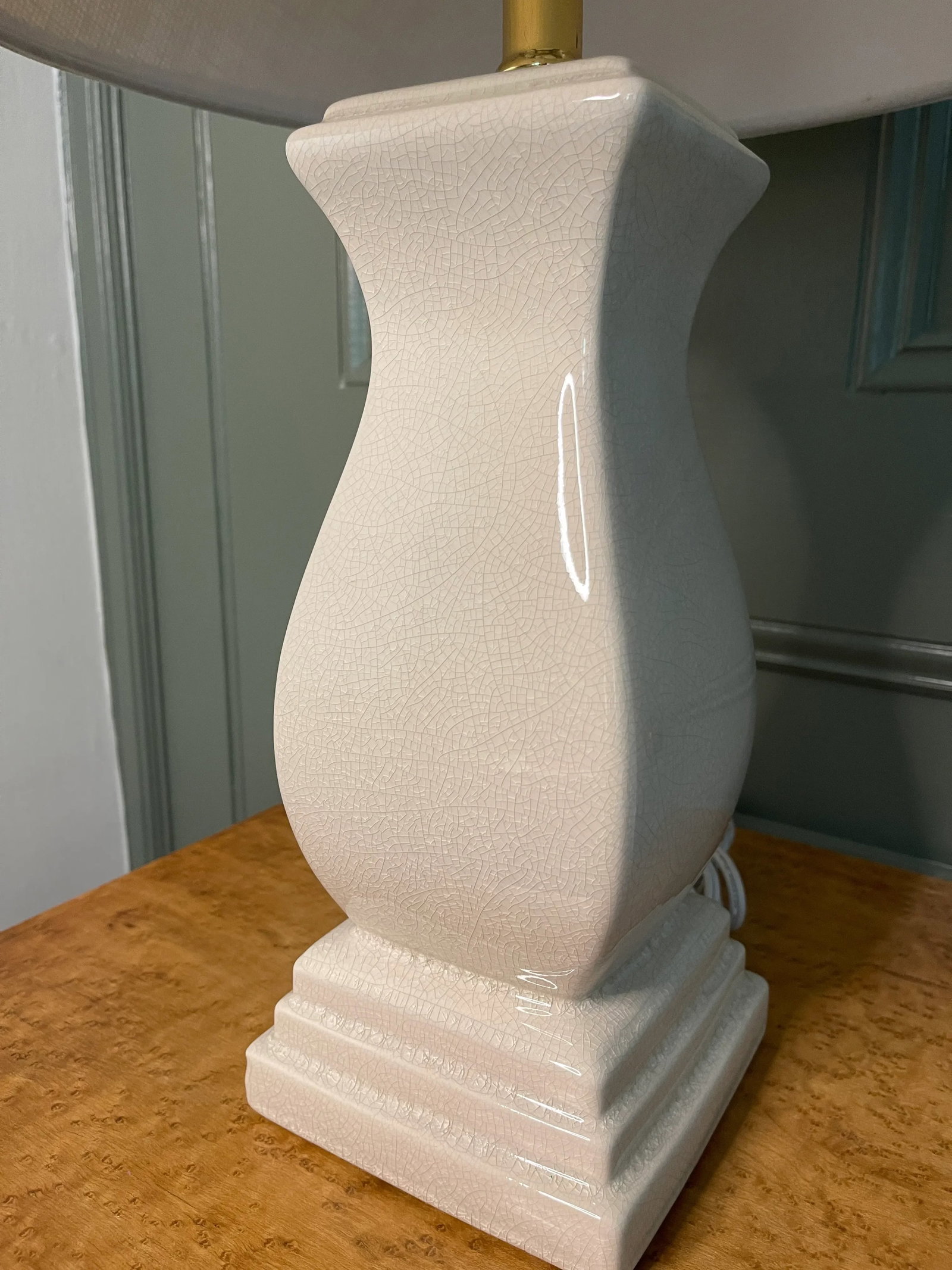 Vintage Table Lamp in Cream Crackle Glaze - 2