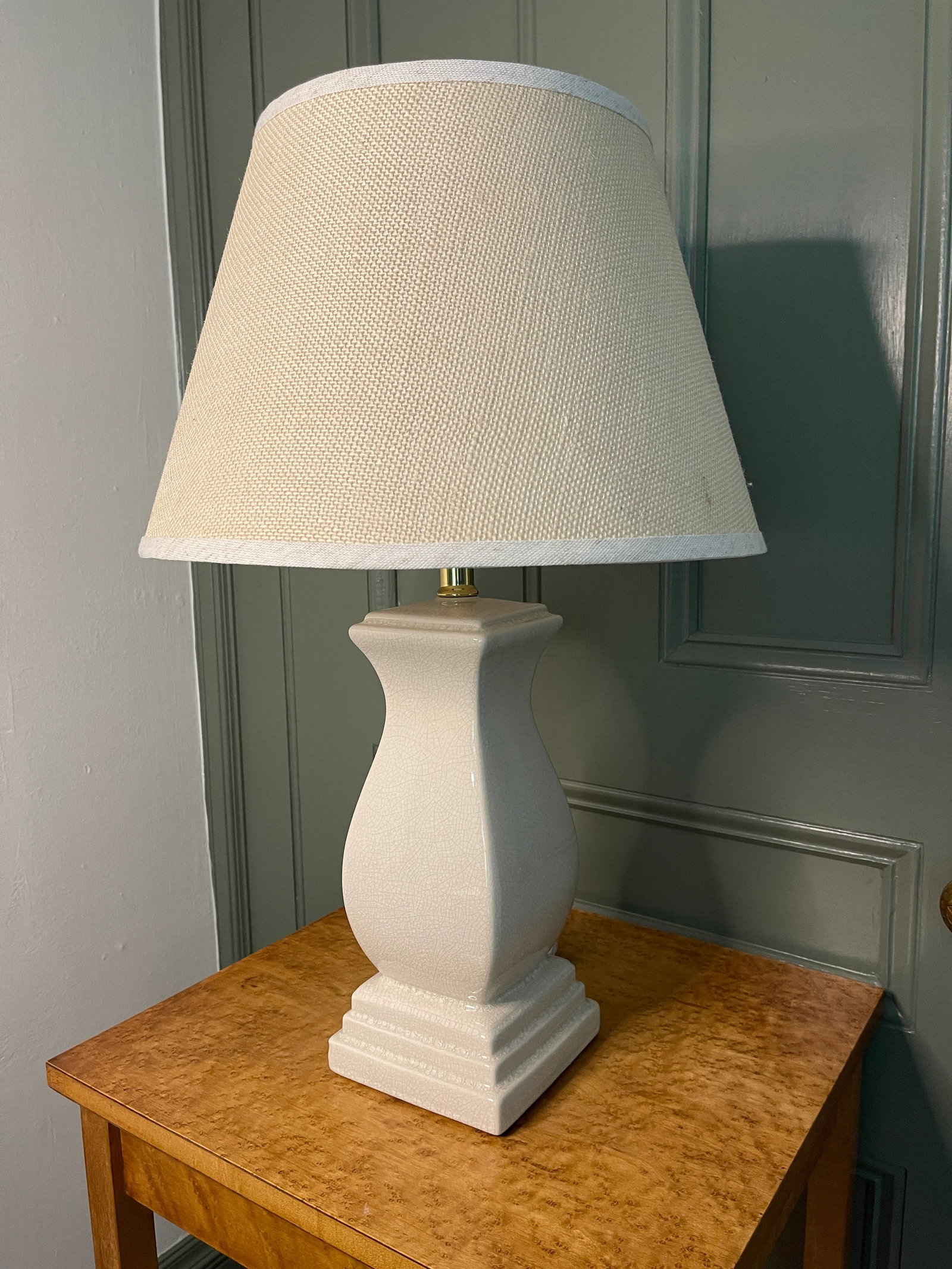 Vintage Table Lamp in Cream Crackle Glaze - 3