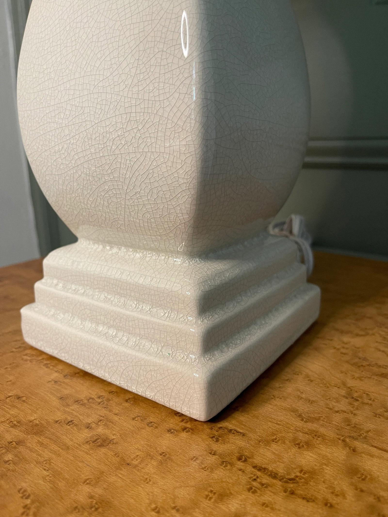 Vintage Table Lamp in Cream Crackle Glaze - 4