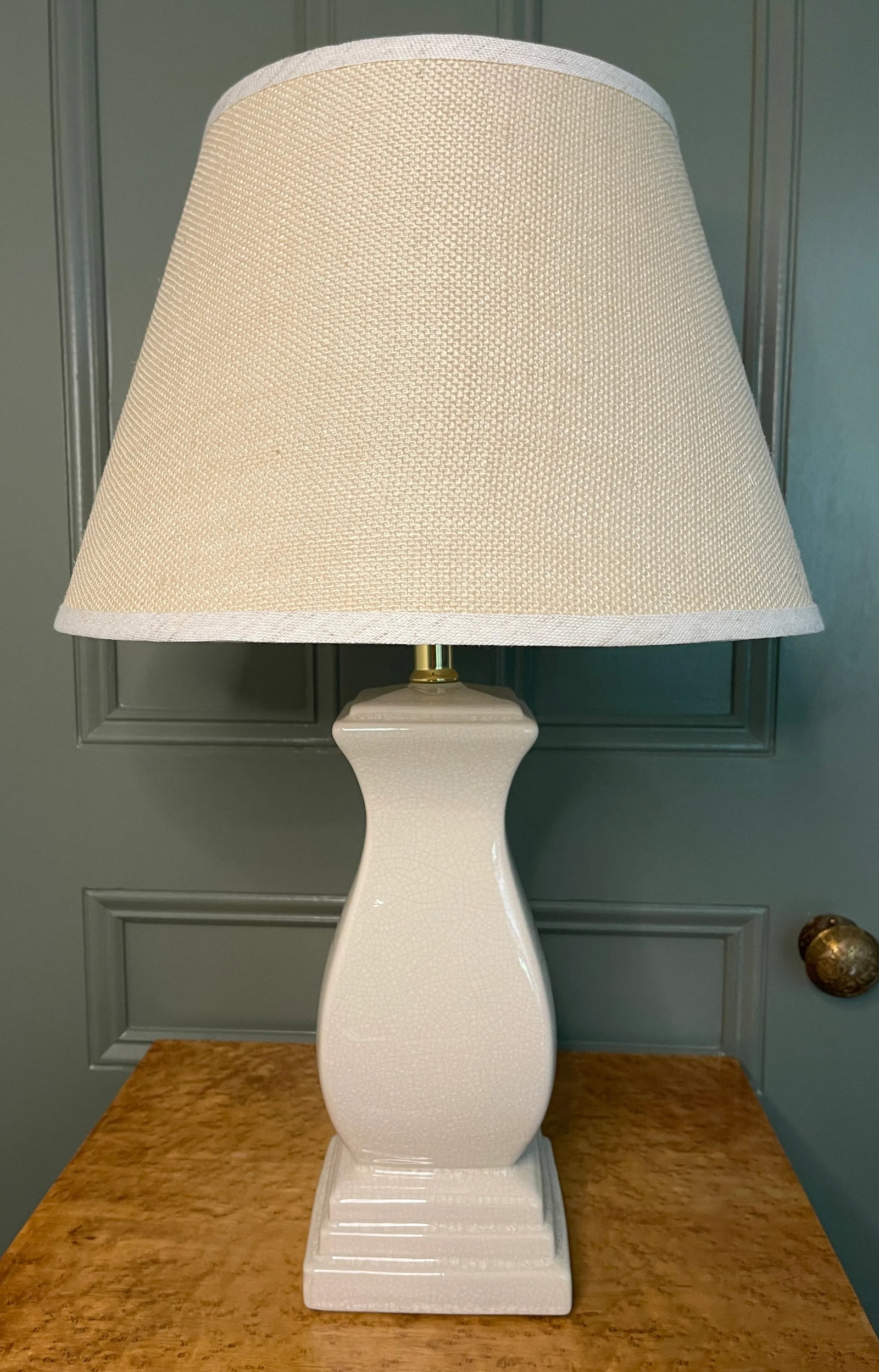 Vintage Table Lamp in Cream Crackle Glaze - 7