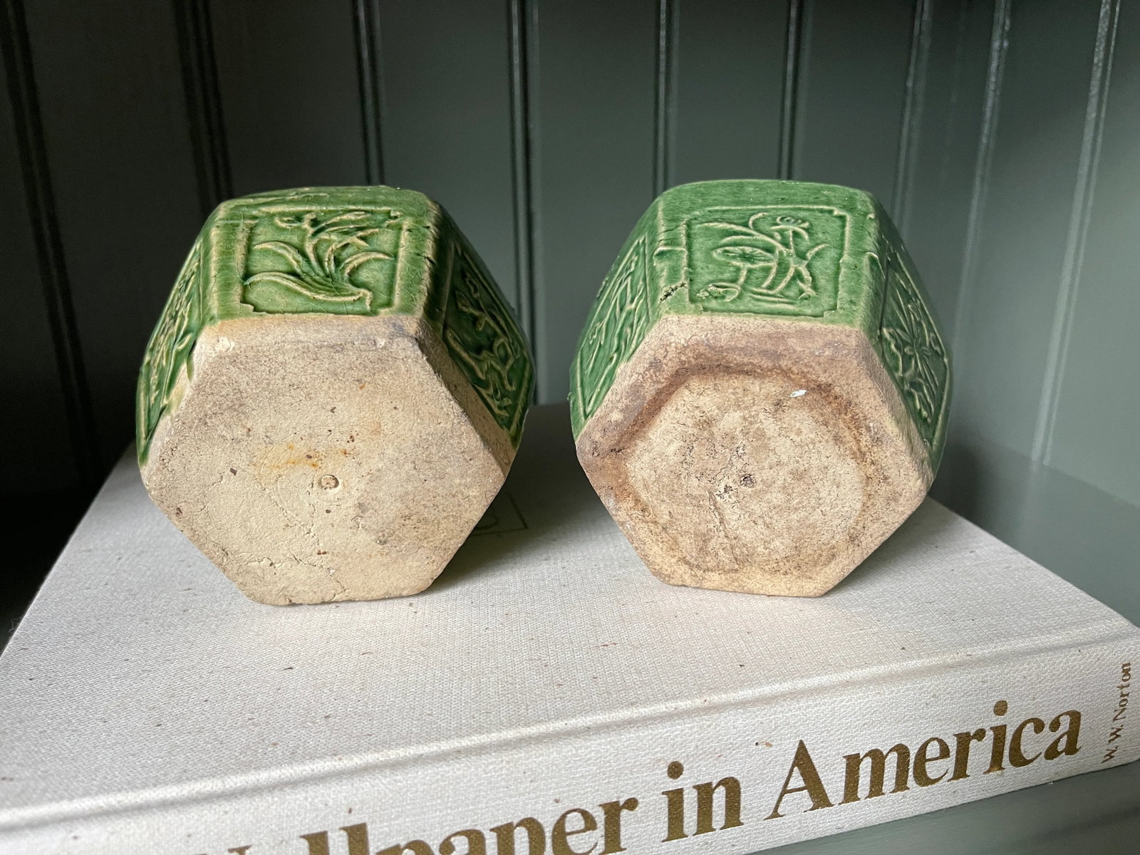Antique Chinese Green Earthenware Jars - a Pair - 7