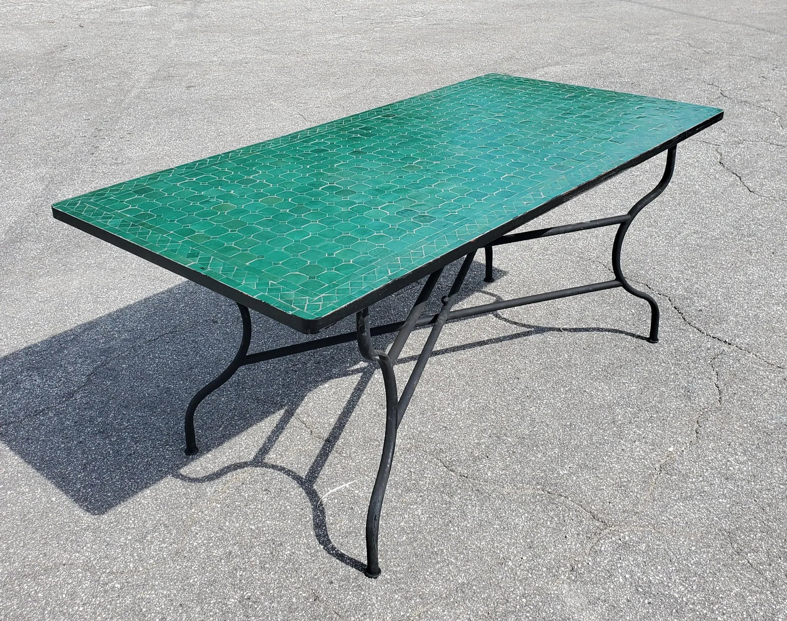 71" Rectangular Hunter Green Moroccan Mosaic Table - 3