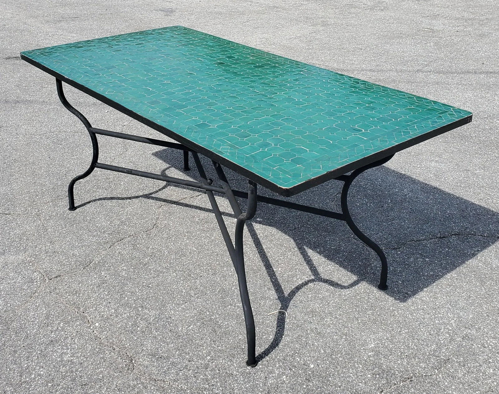 71" Rectangular Hunter Green Moroccan Mosaic Table - 4