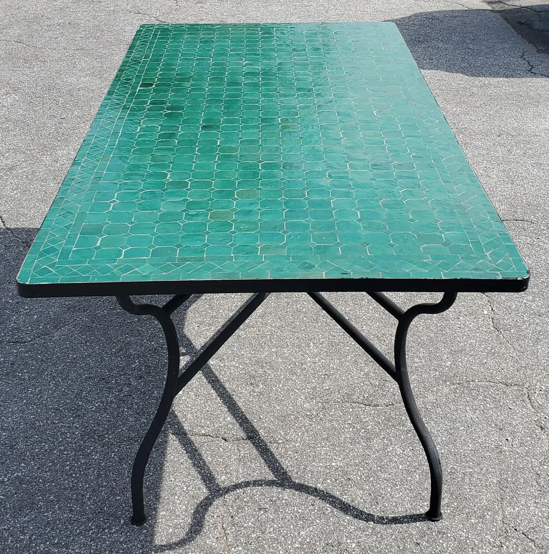 71" Rectangular Hunter Green Moroccan Mosaic Table - 6