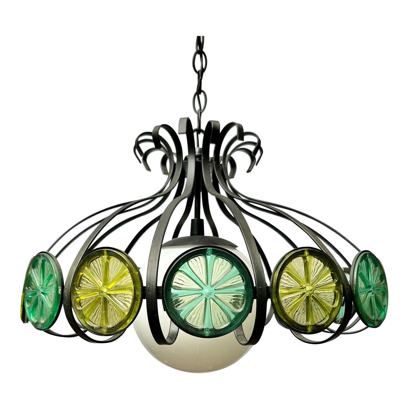 1970s Halo Lite-Trend Los Angeles Limes and Lemons Fruit Slices One Light Swag Pendant Fixture (1 of 11)