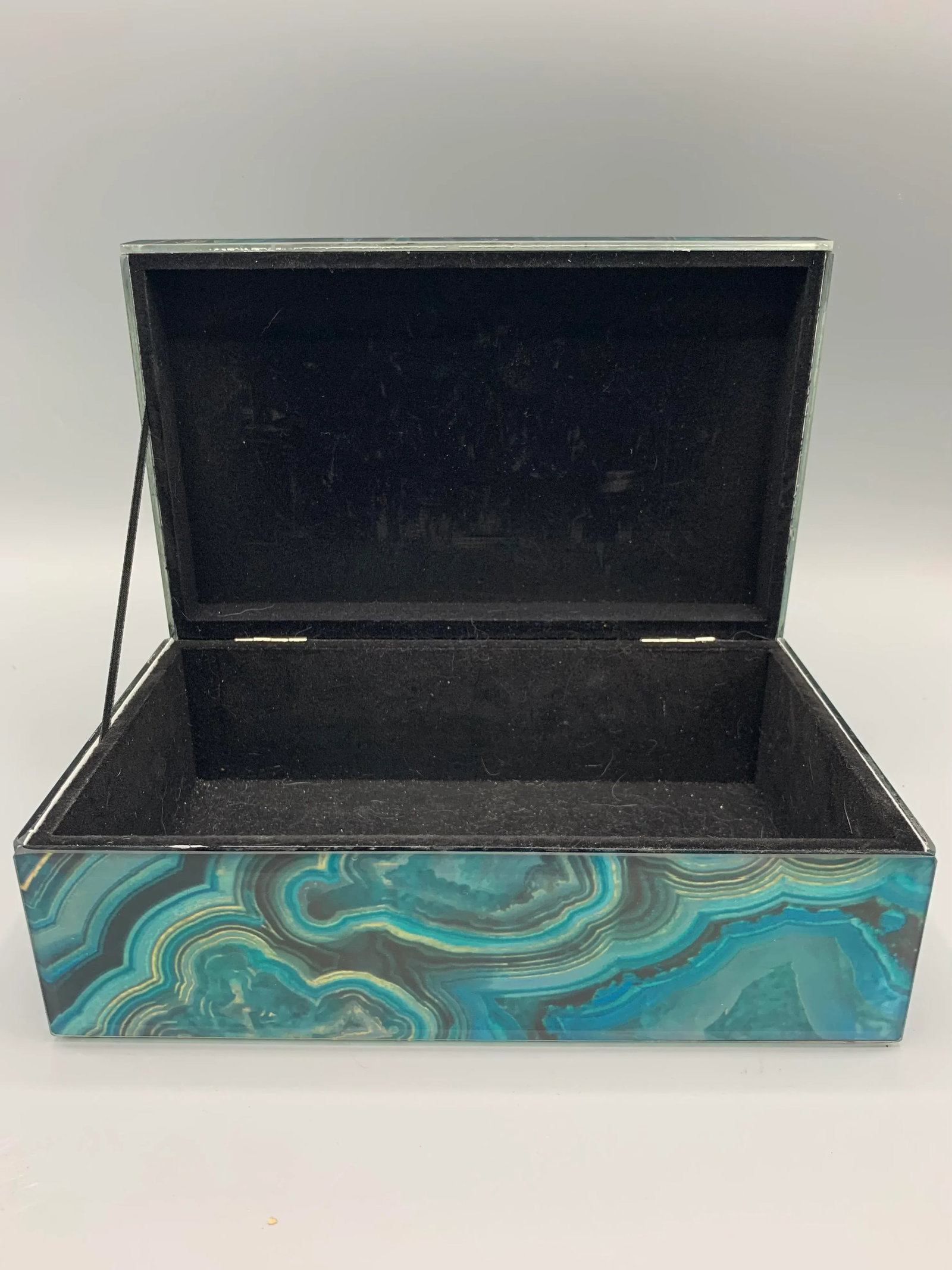 Vintage Faux Malachite Box With Crystal Finial - 7