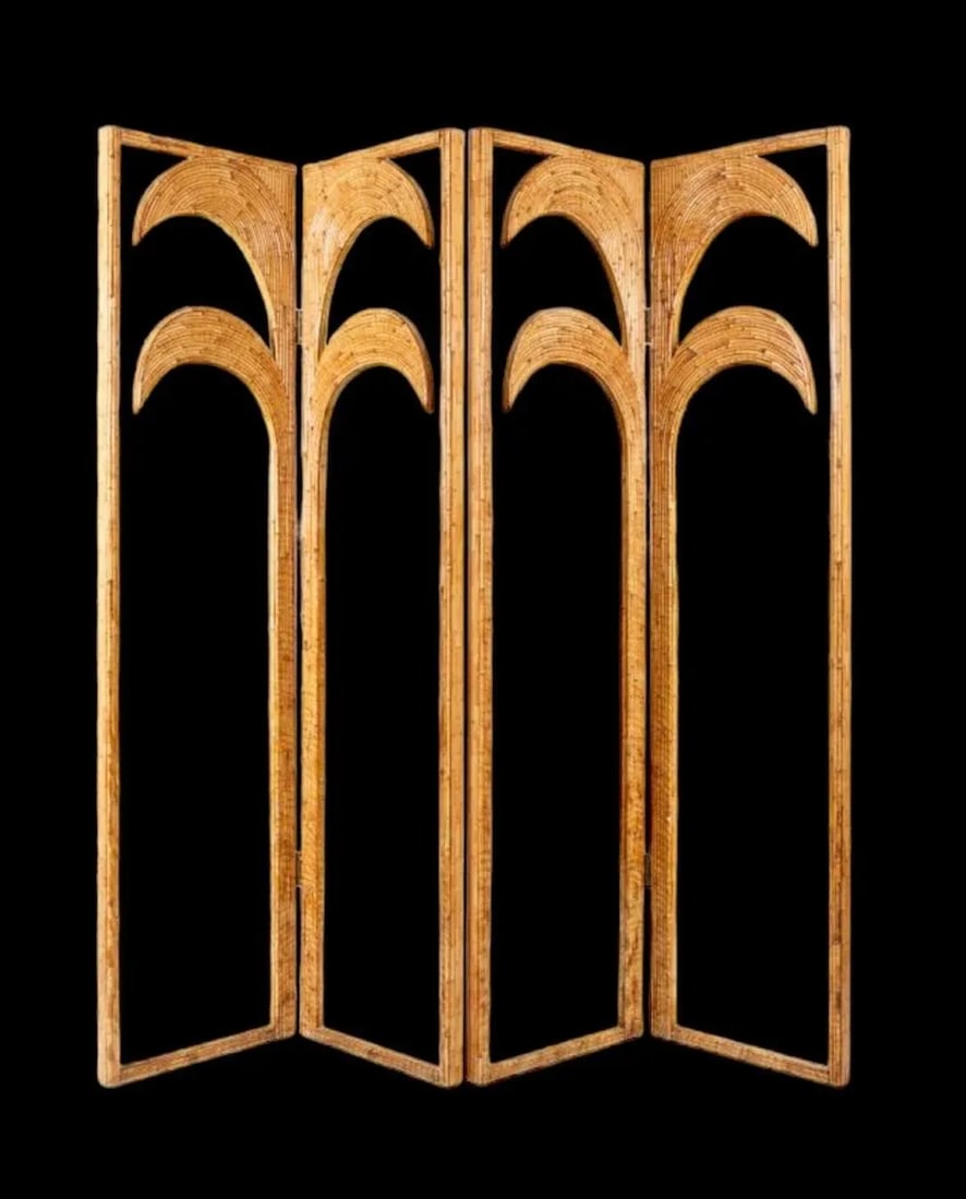 Vivai Del Sud Italian 1970's Split Reed Mirrored Screens - 2