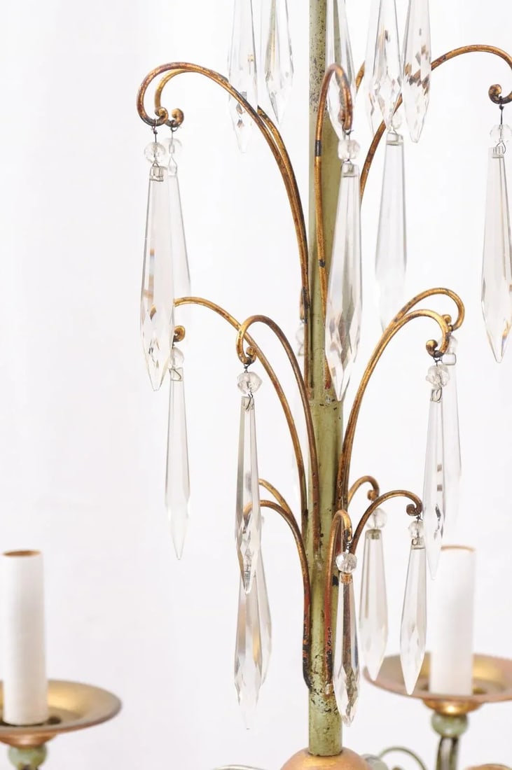 Early 20th Century Gilt & Green Painted Chandelier - Italy - 11