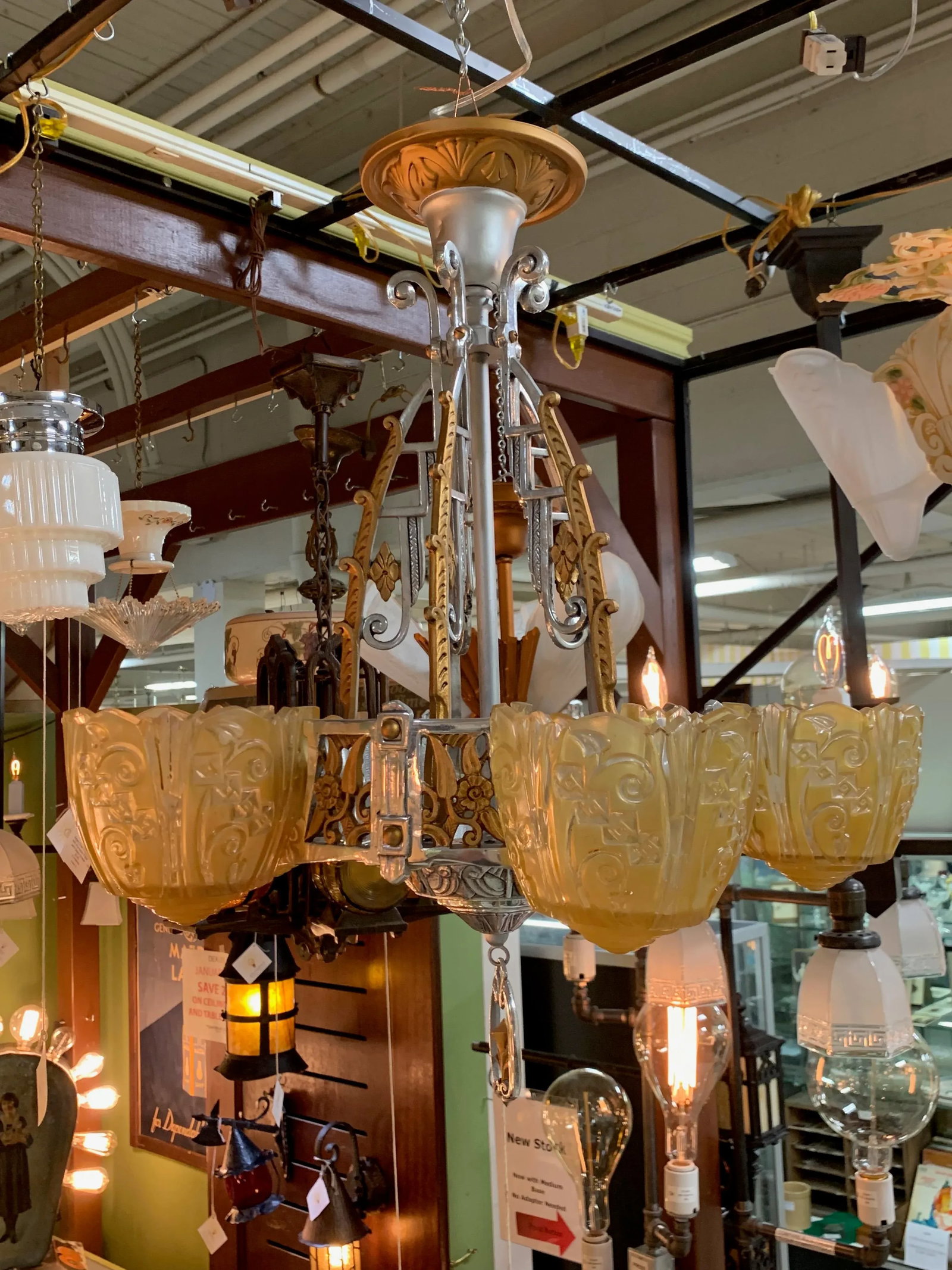 1930s Art Deco Chandelier by Lincoln Manufacturing - 6