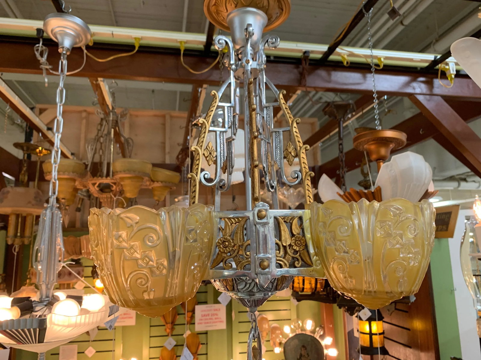 1930s Art Deco Chandelier by Lincoln Manufacturing - 7