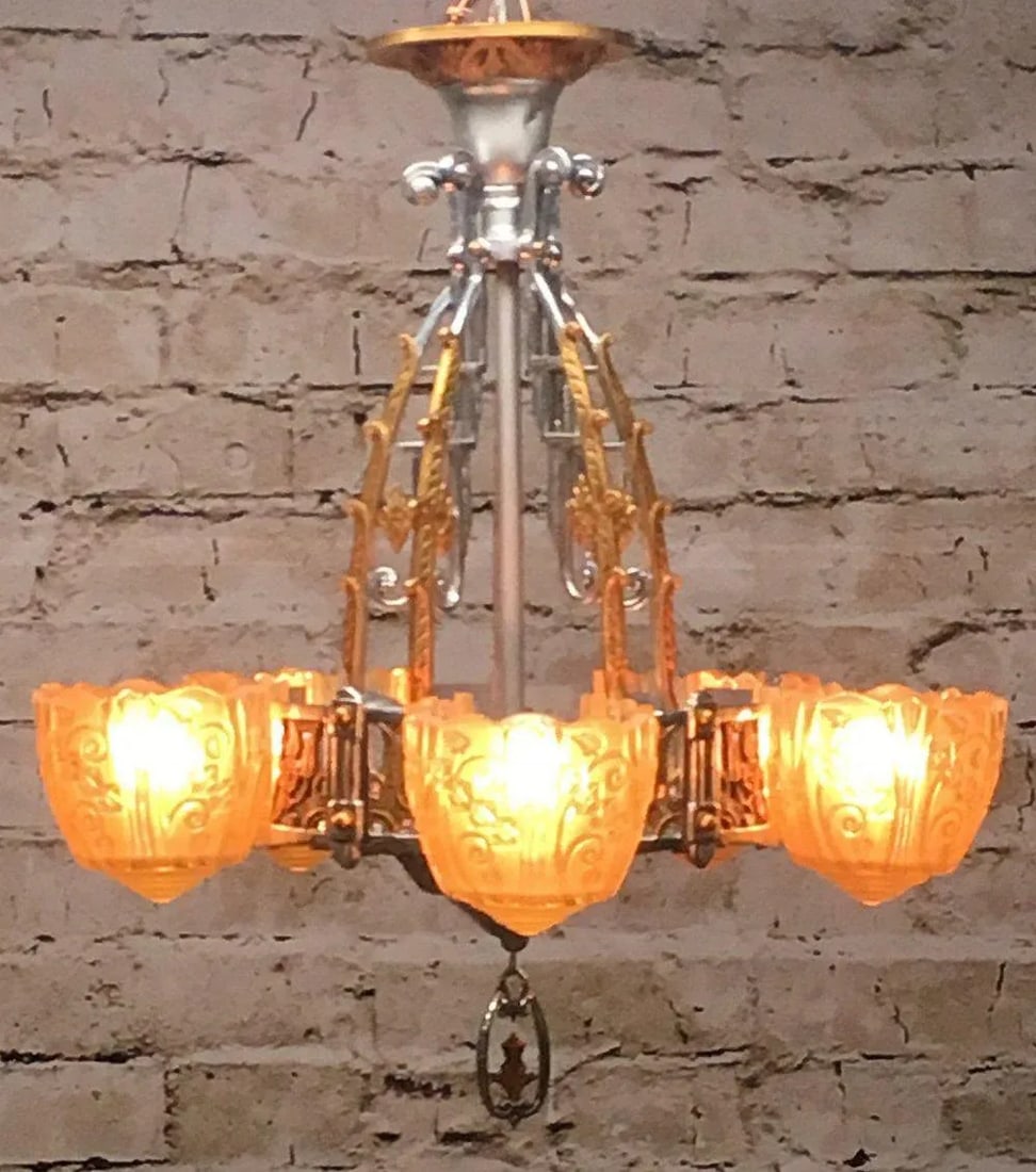 1930s Art Deco Chandelier by Lincoln Manufacturing - 8