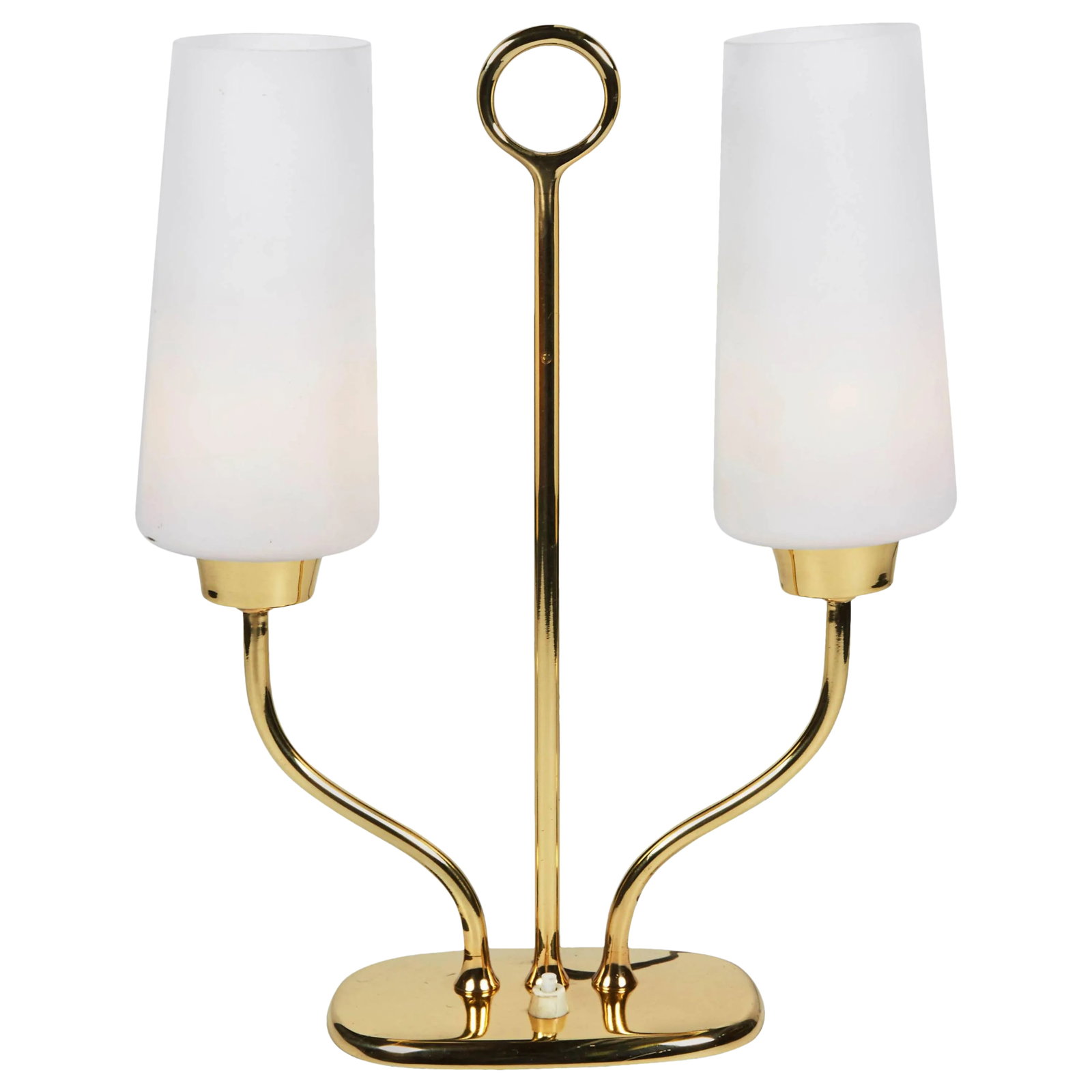 Stilnovo 1950s Italian Table Lamp in Brass and Case Glass Satin Shades (1 of 8)