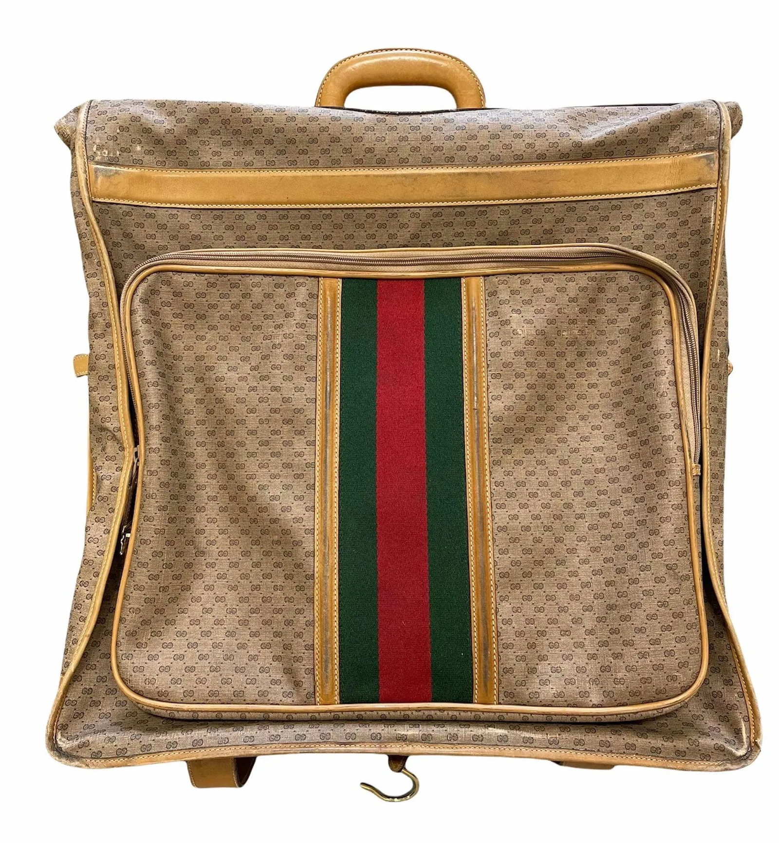Gucci Vintage Folding Garment Bag W" Keys, Hangers Impeccable Interior - 2