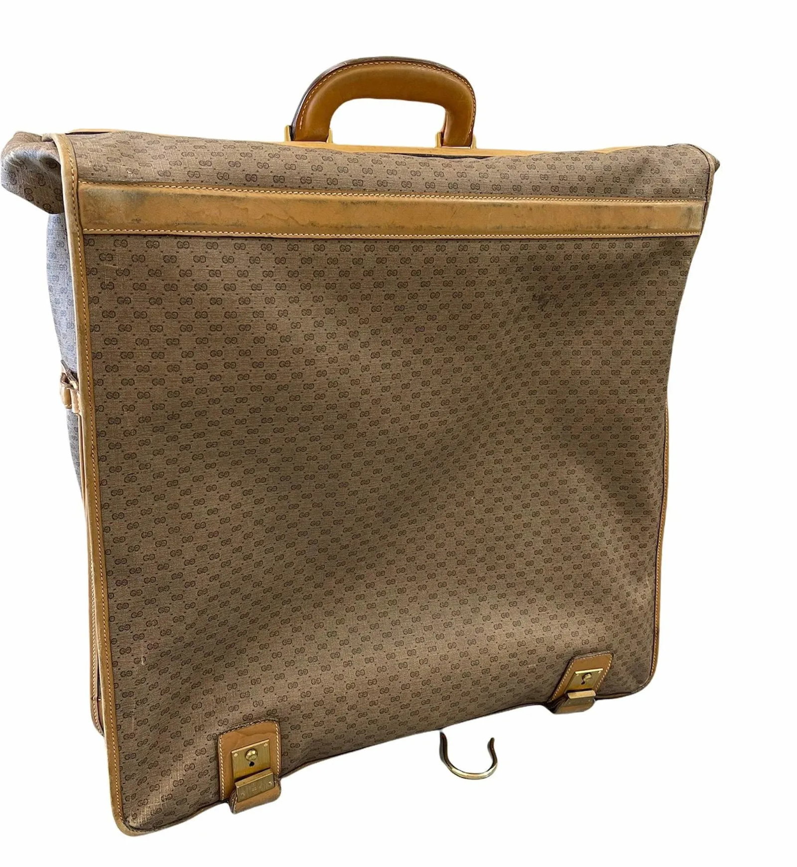 Gucci Vintage Folding Garment Bag W" Keys, Hangers Impeccable Interior - 7