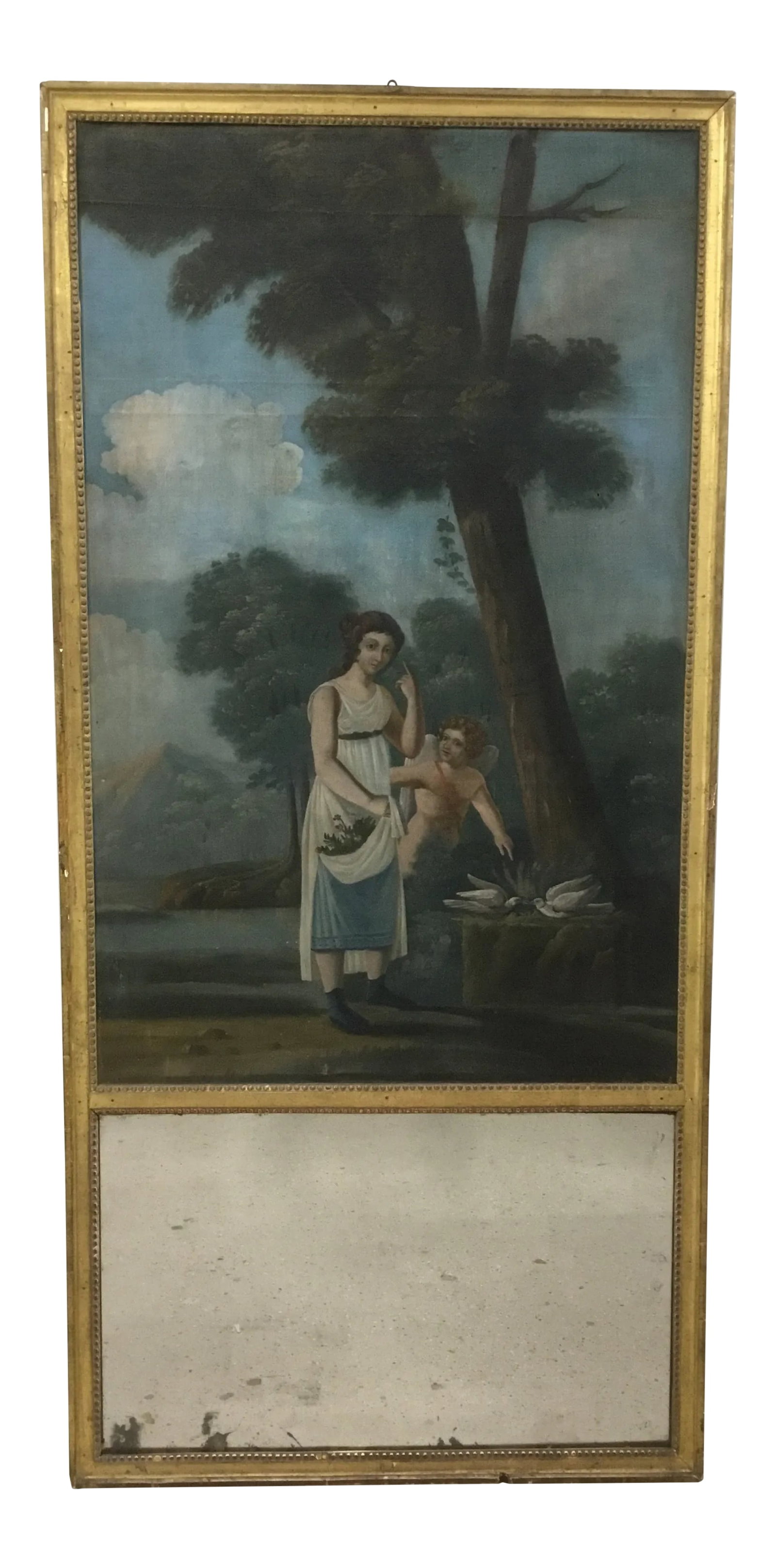 18th Century French Trumeau Mirror With "Amour Conjugal" Painting (1 of 13)