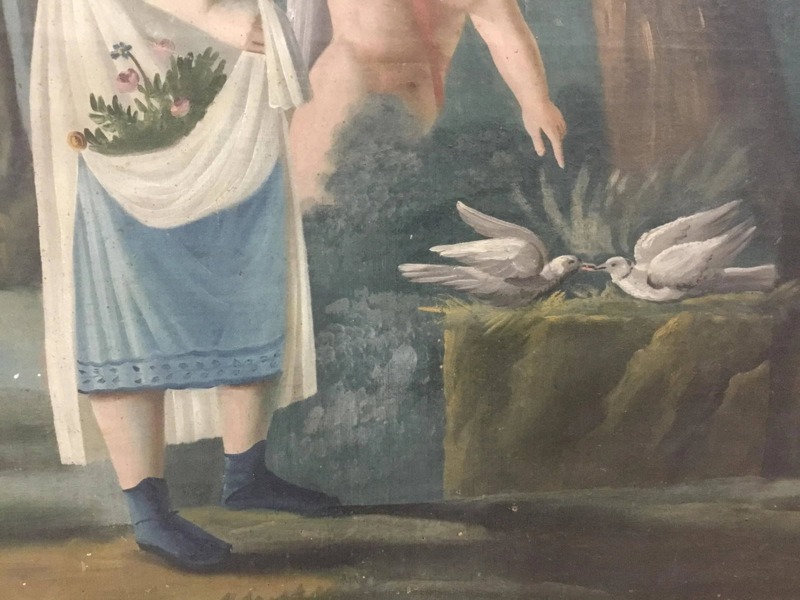 18th Century French Trumeau Mirror With "Amour Conjugal" Painting - 7