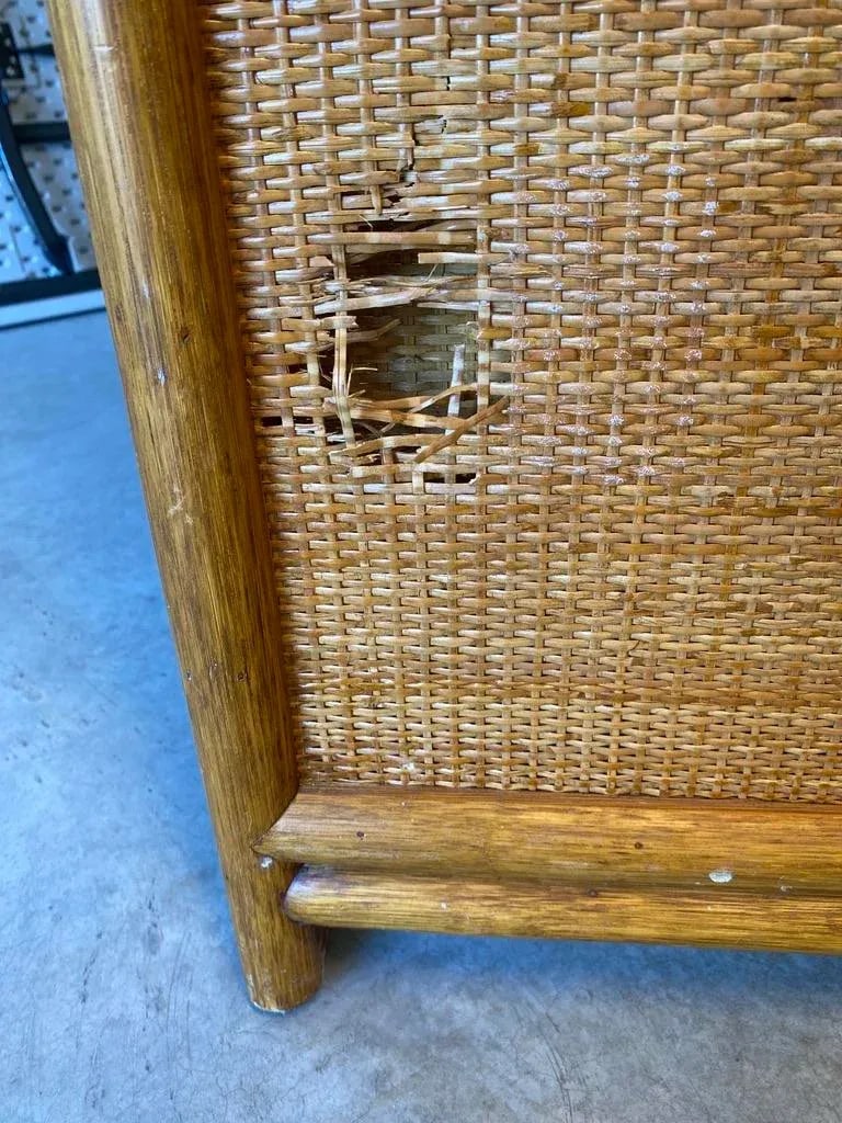 Late 20th Century Vintage McGuire Target Rattan & Woven 3-Panel Room Dividers- Set of 2 - 9