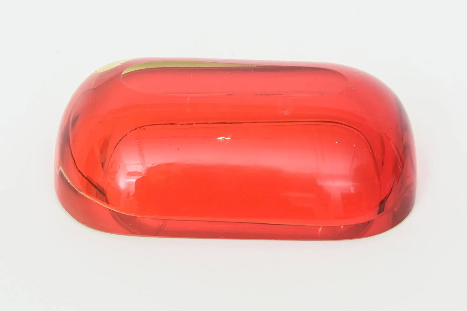 Vintage Murano Flavio Poli Rare Red and Yellow Uranium Sommerso Glass Oblong Bowl - 11
