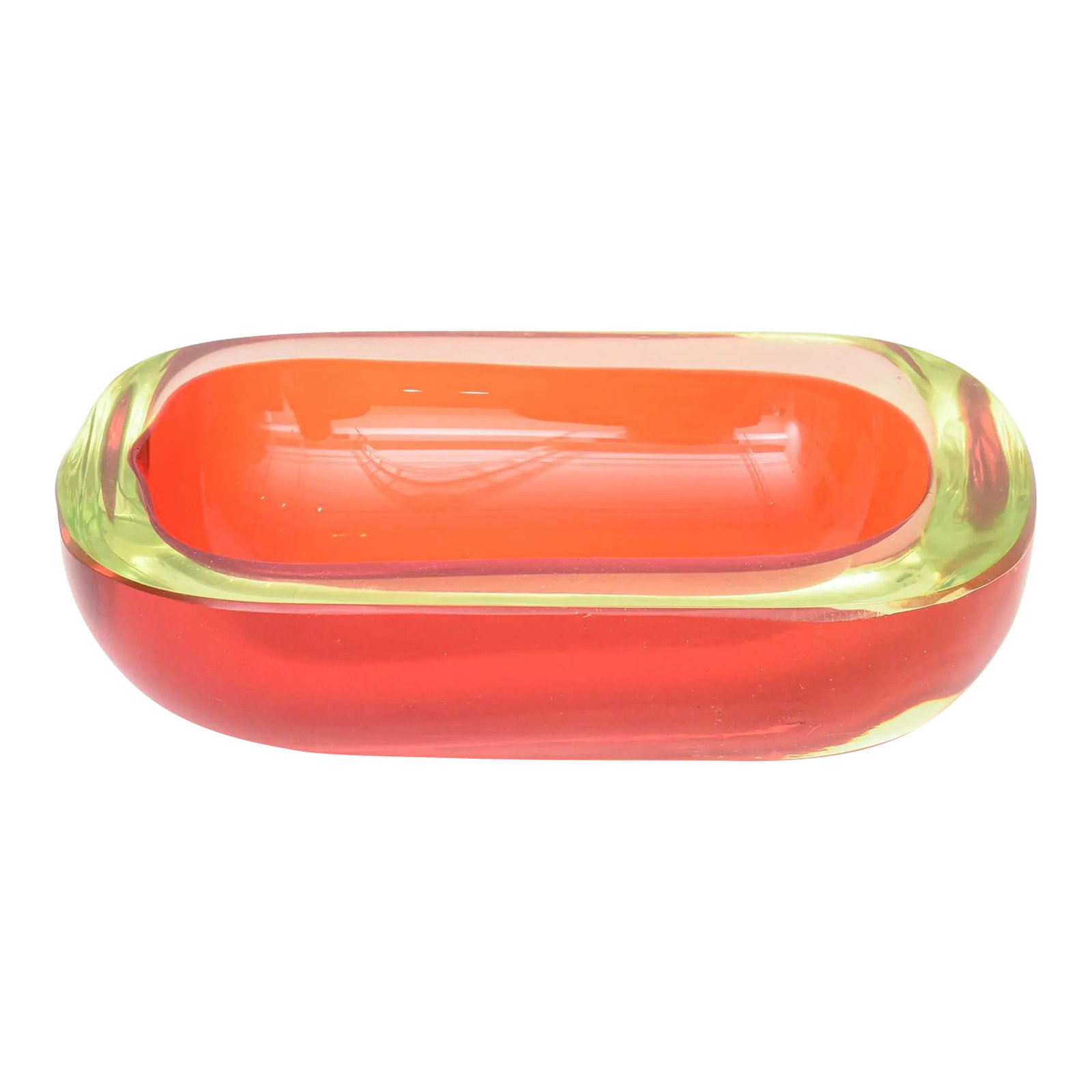 Vintage Murano Flavio Poli Rare Red and Yellow Uranium Sommerso Glass Oblong Bowl (1 of 12)