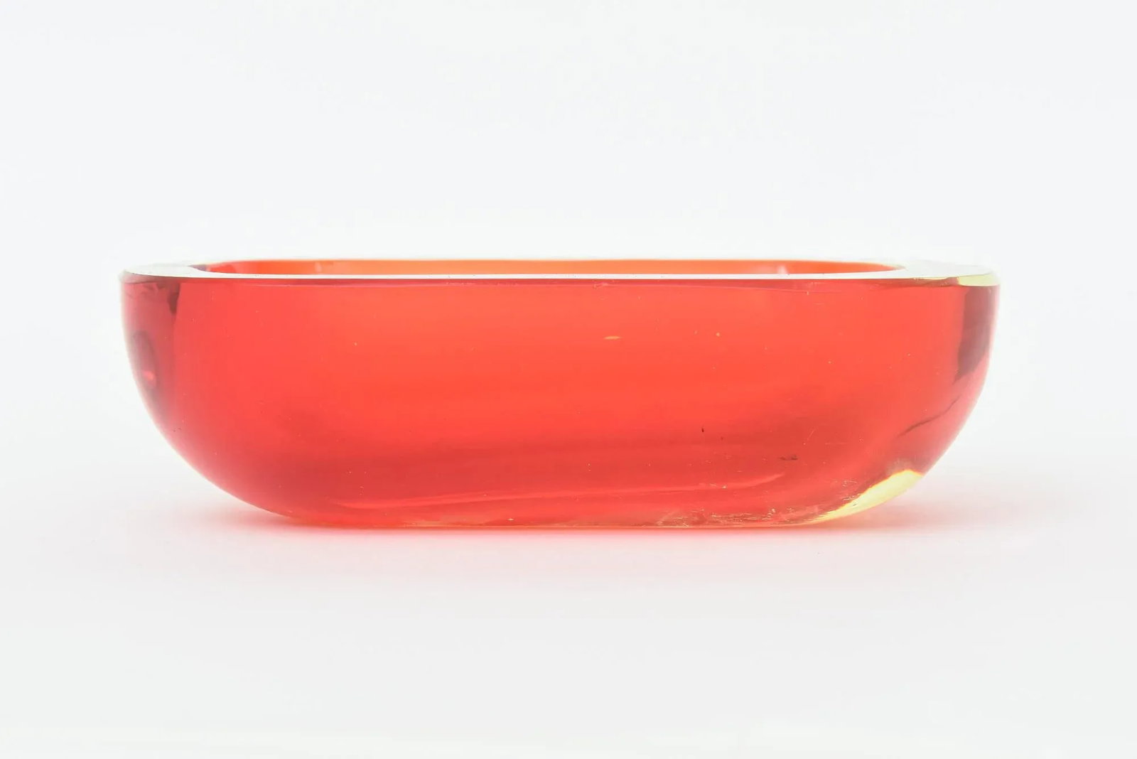 Vintage Murano Flavio Poli Rare Red and Yellow Uranium Sommerso Glass Oblong Bowl - 4