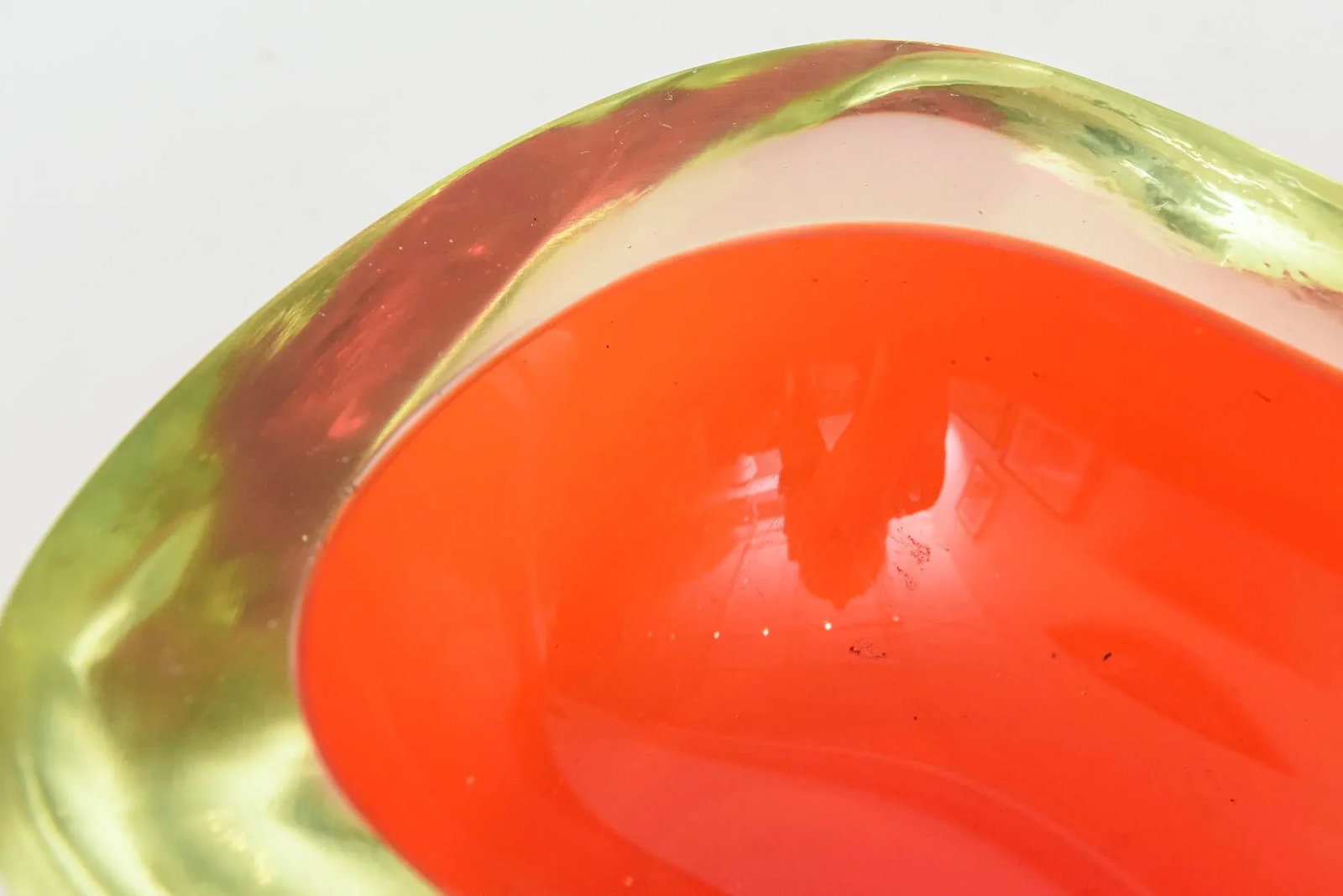 Vintage Murano Flavio Poli Rare Red and Yellow Uranium Sommerso Glass Oblong Bowl - 7