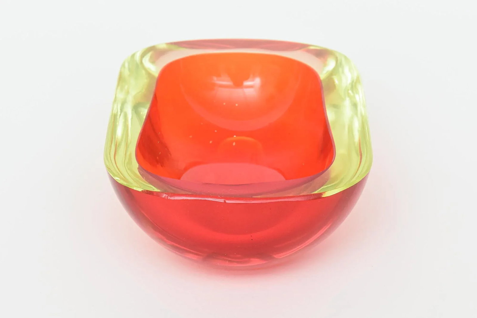 Vintage Murano Flavio Poli Rare Red and Yellow Uranium Sommerso Glass Oblong Bowl - 8