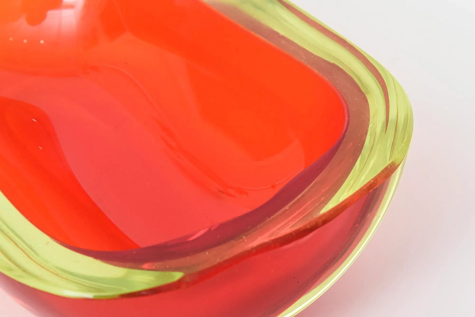 Vintage Murano Flavio Poli Rare Red and Yellow Uranium Sommerso Glass Oblong Bowl - 9