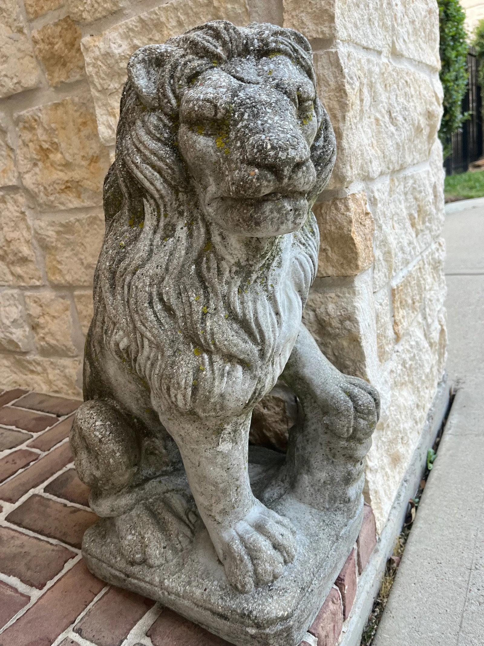 Vintage Cast Stone Lion Statues - Set of 2 - 7