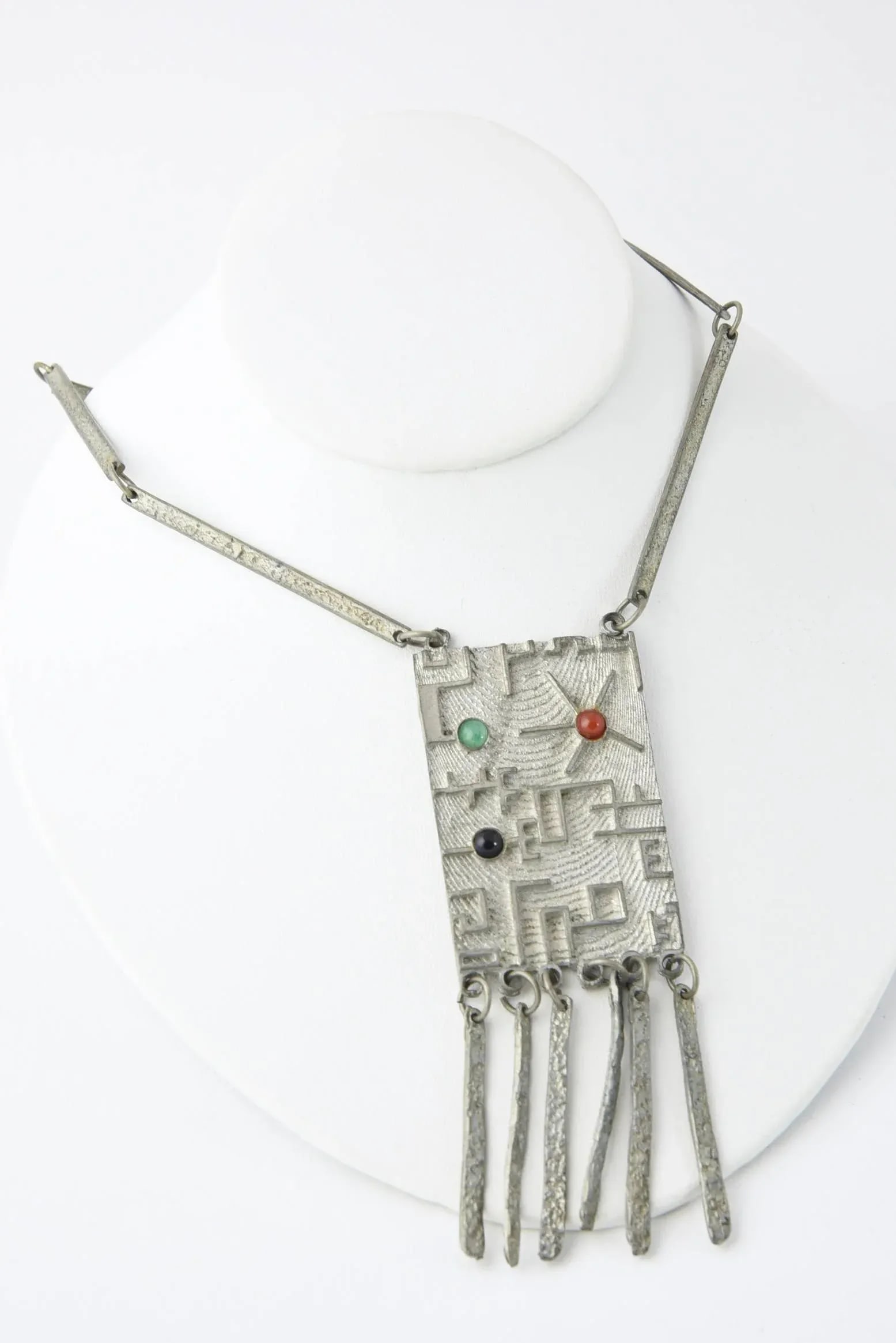 Brutalist Modernist Sterling Space Age Tassel Necklace - 6