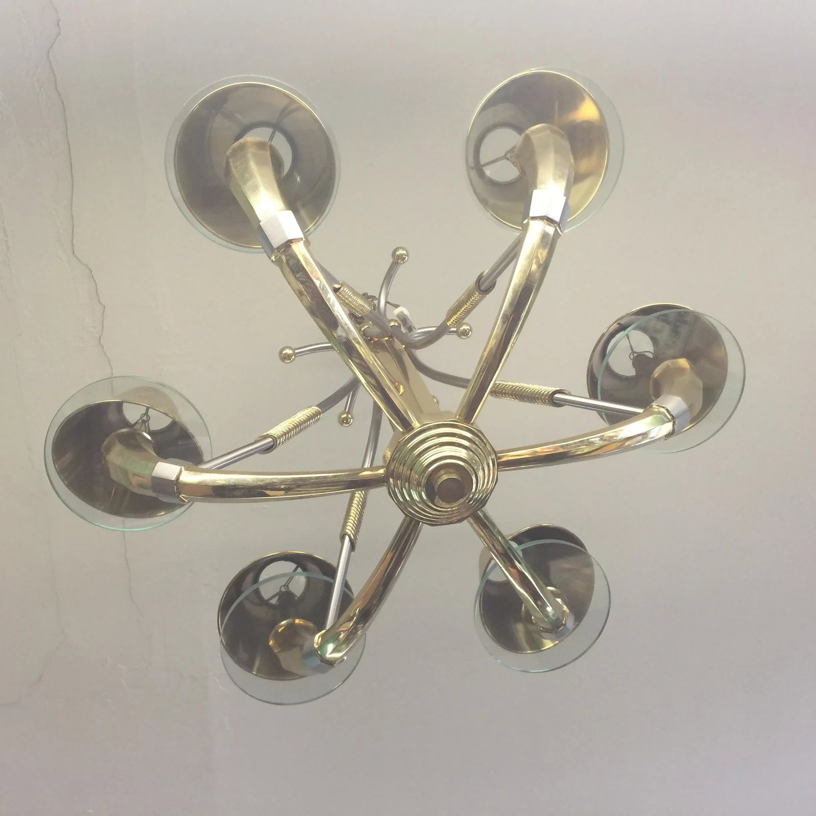 Modern Brass and Glass Chandelier - 3