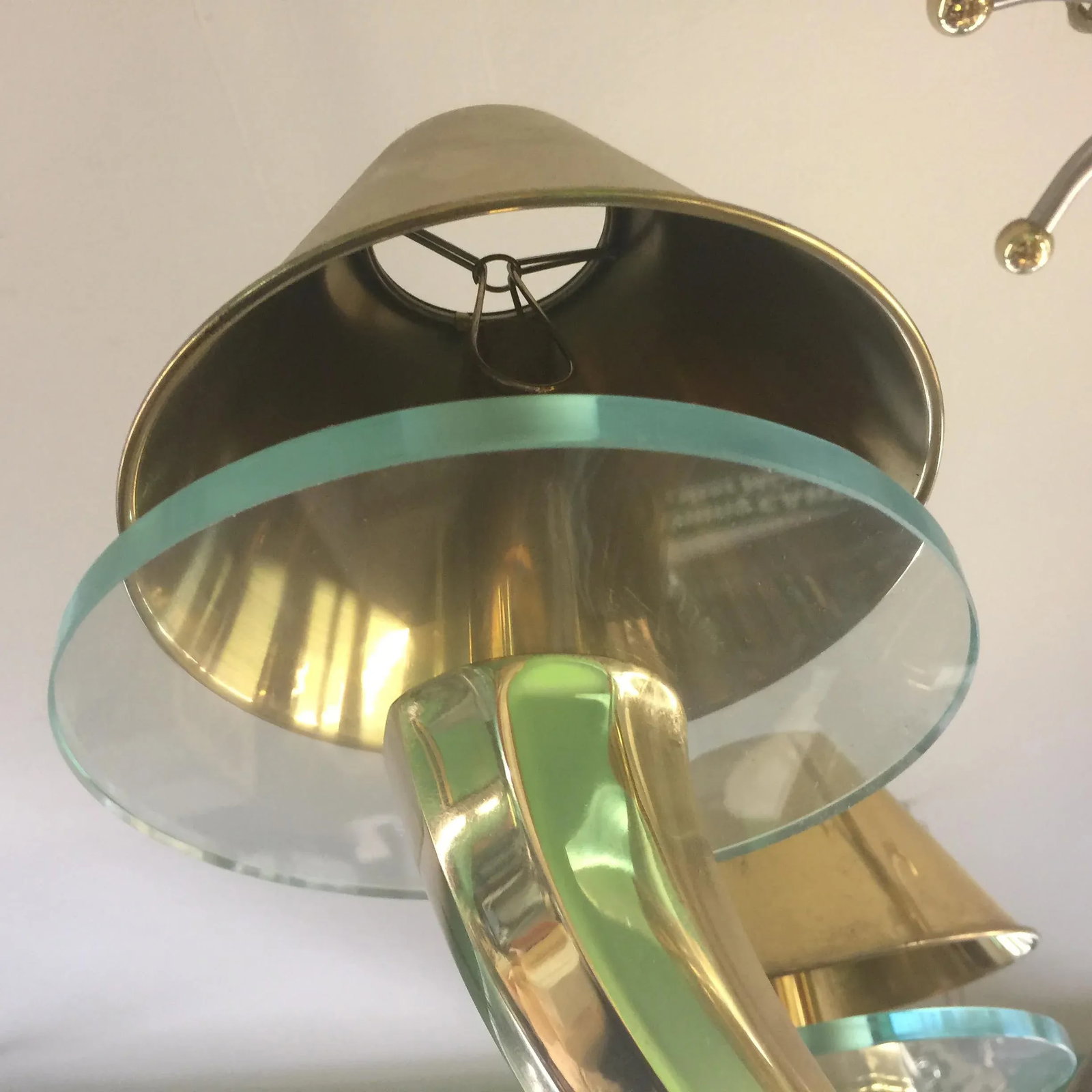 Modern Brass and Glass Chandelier - 4