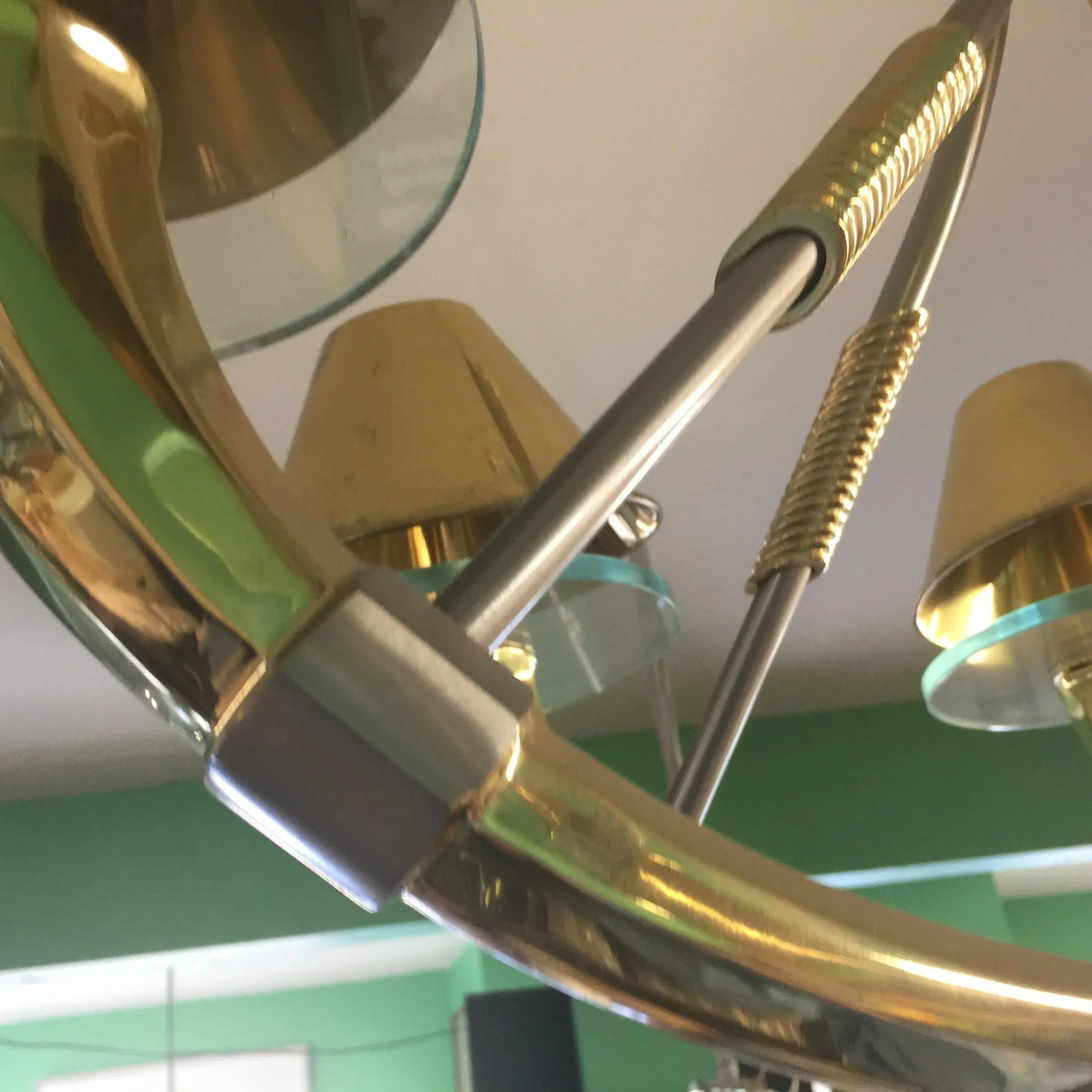 Modern Brass and Glass Chandelier - 5