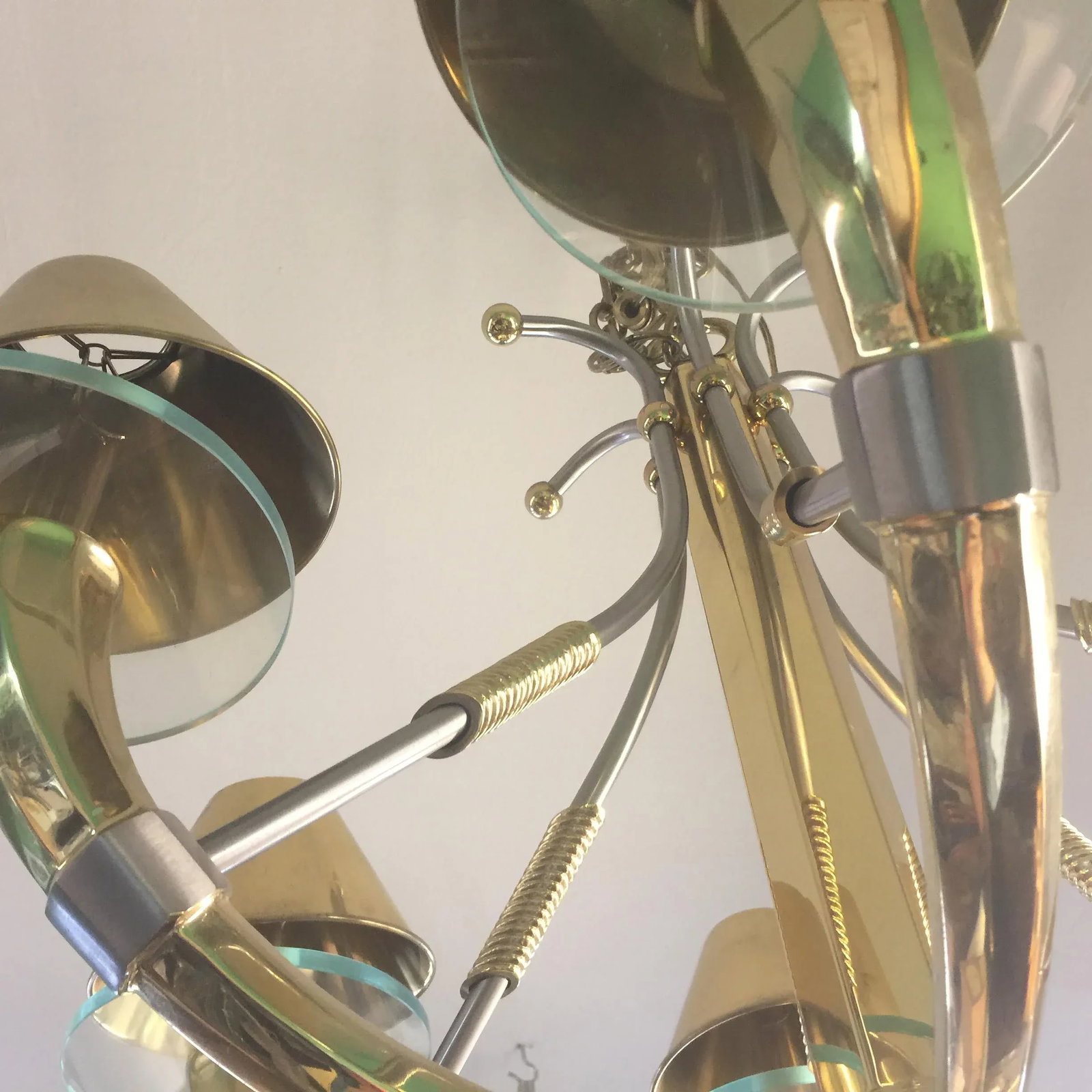 Modern Brass and Glass Chandelier - 6