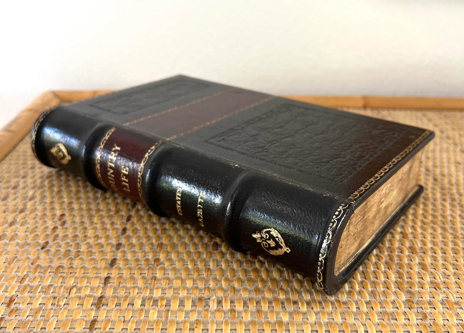 Maitland-Smith Decorative Leather Book Storage Stash Box - 2
