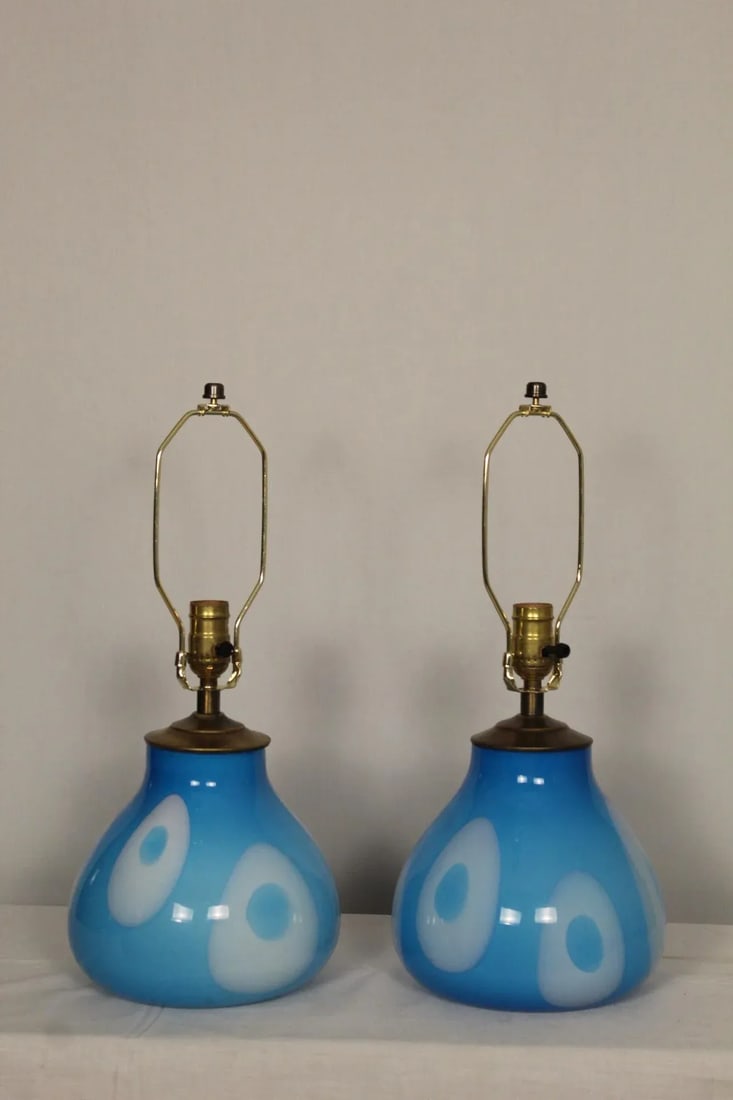 Mid 20th Century Mezza Influence Murano Lamps - a Pair - 10