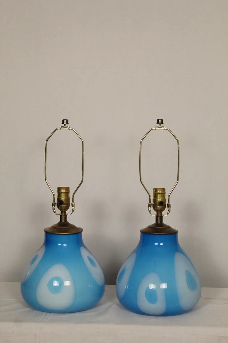 Mid 20th Century Mezza Influence Murano Lamps - a Pair - 11