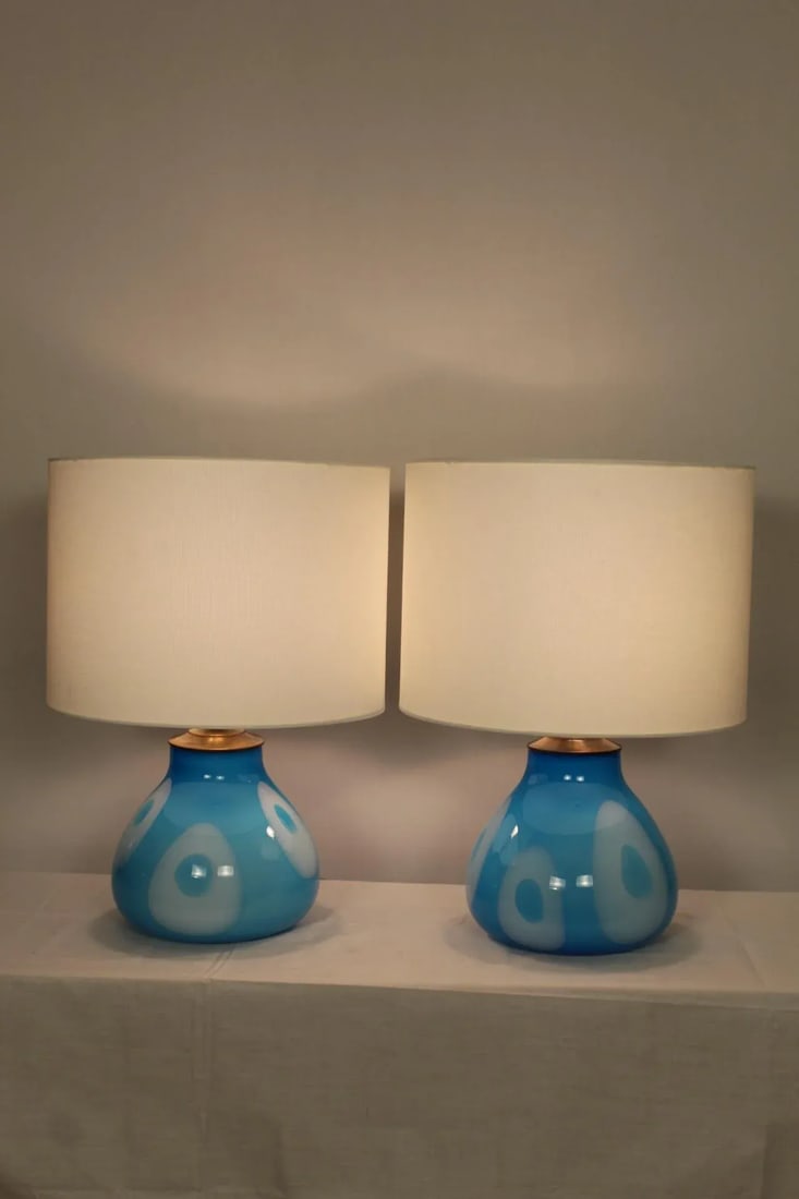 Mid 20th Century Mezza Influence Murano Lamps - a Pair - 12